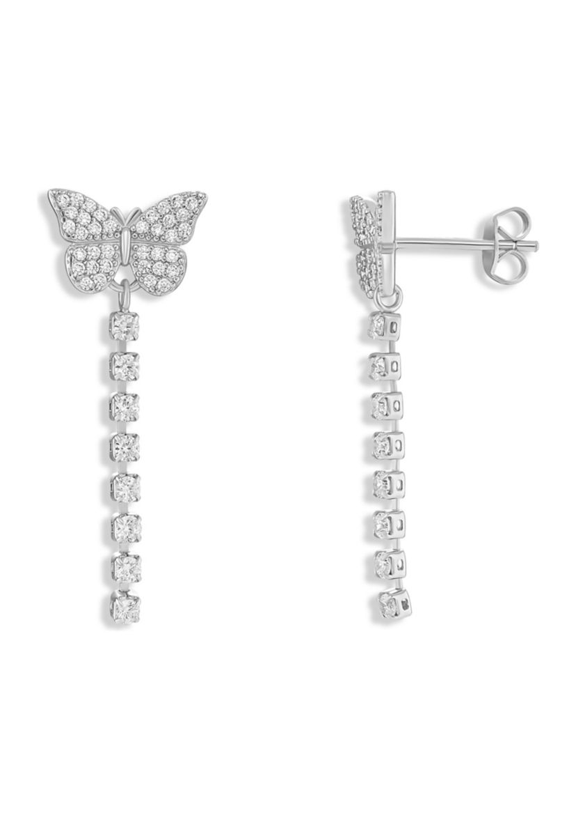 Silver Plated Pavé Loop Cubic Zirconia Earrings