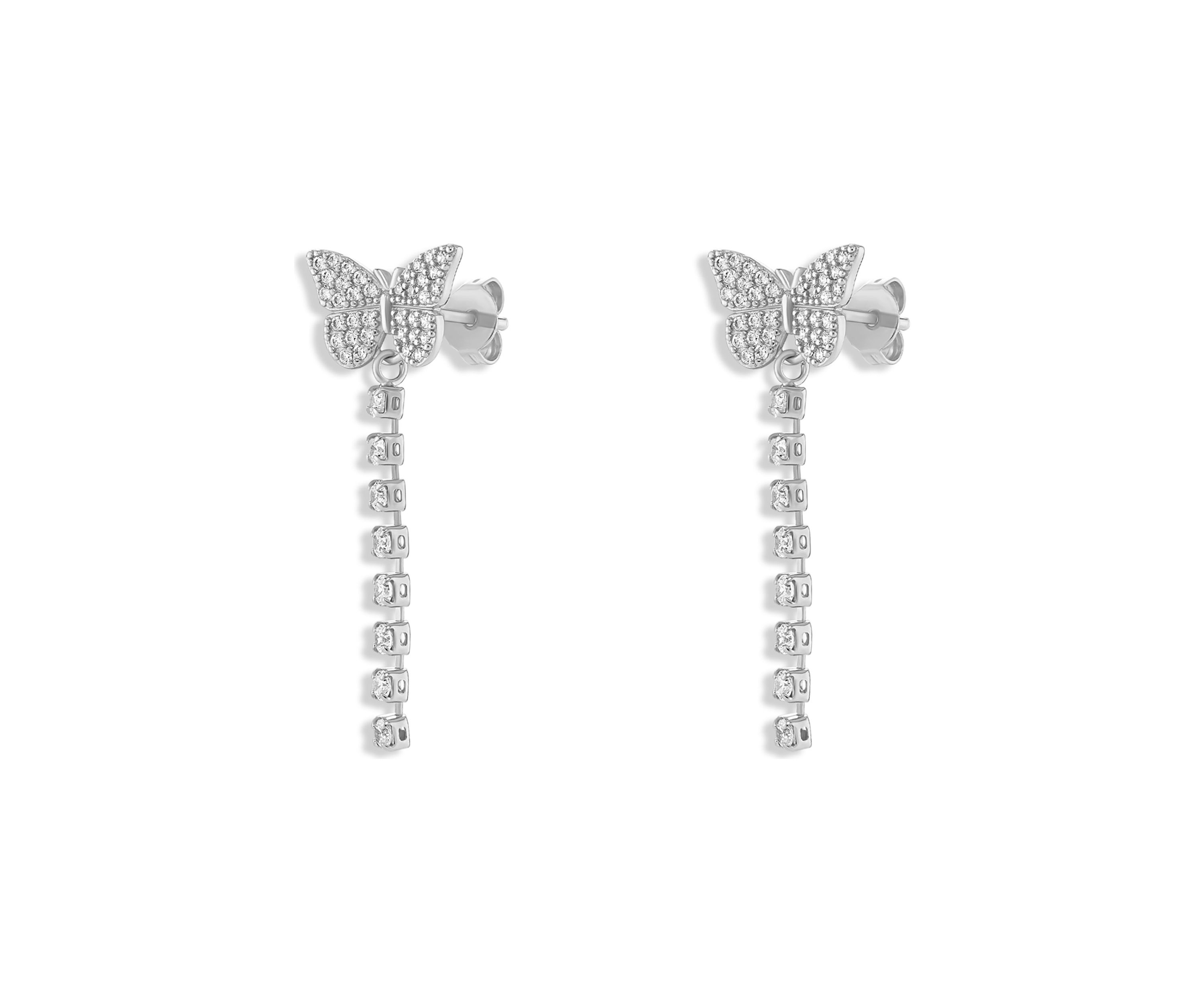 Silver Plated Pavé Loop Cubic Zirconia Earrings