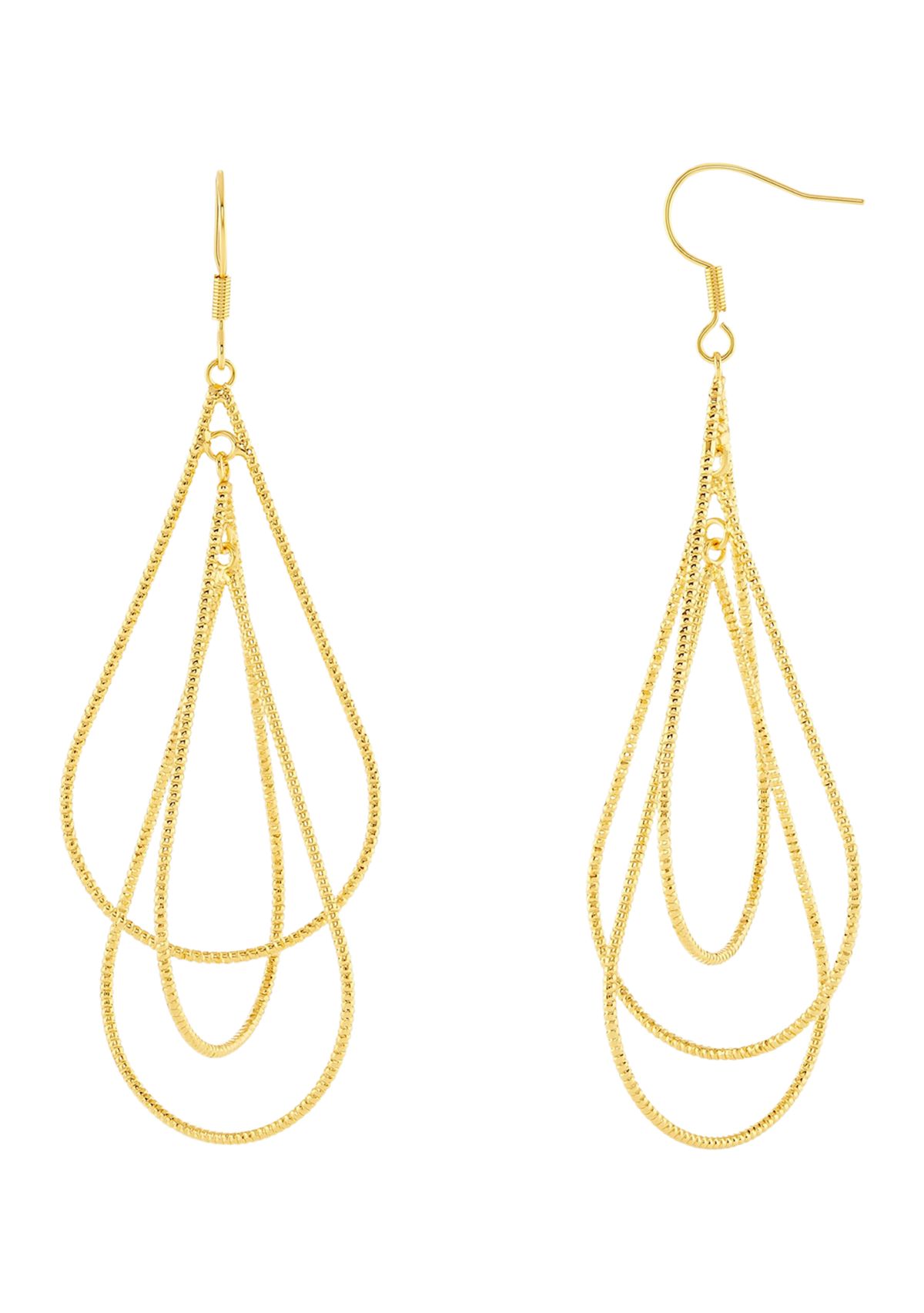 Plated Textured Triple Teardrop Earrings