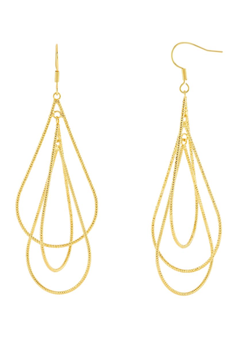 Plated Textured Triple Teardrop Earrings