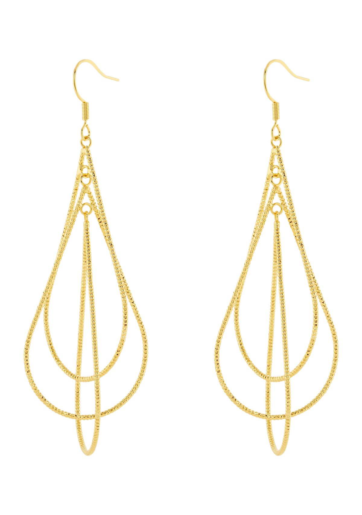 Plated Textured Triple Teardrop Earrings