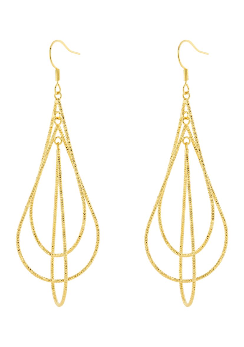 Plated Textured Triple Teardrop Earrings