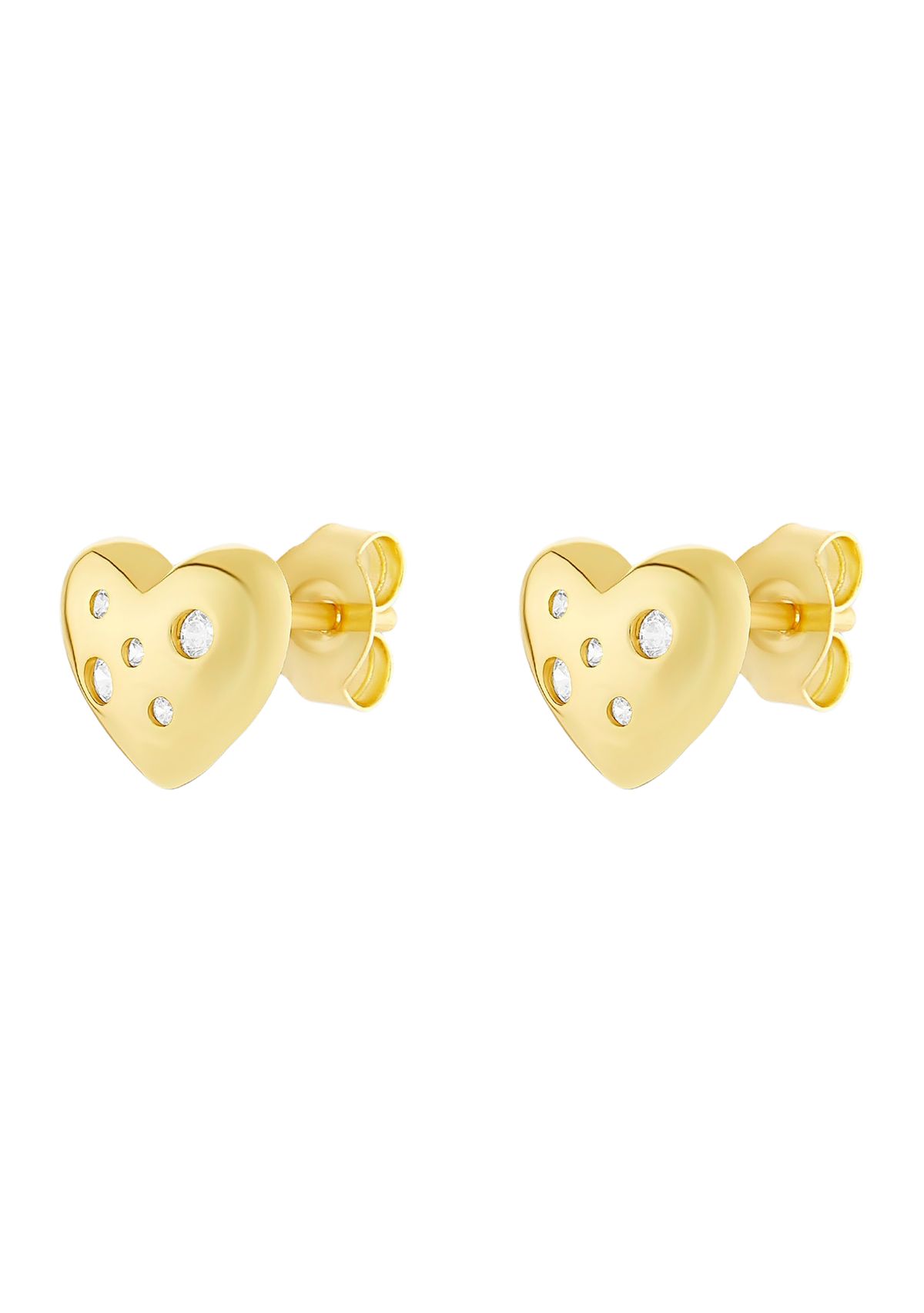 Polished Cubic Zirconia Heart Stud Earrings