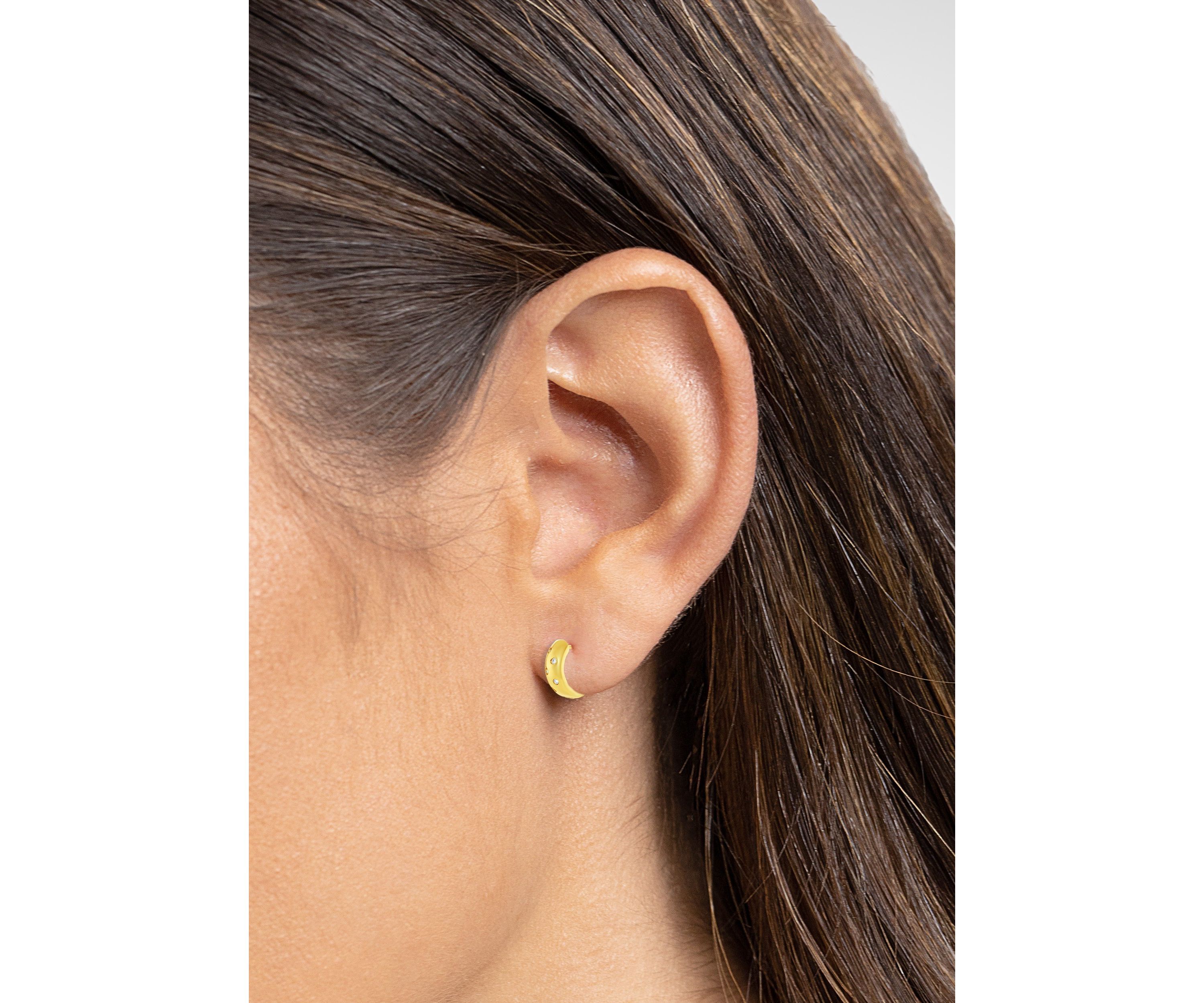 Plated Polished Cubic Zirconia Huggie Earrings