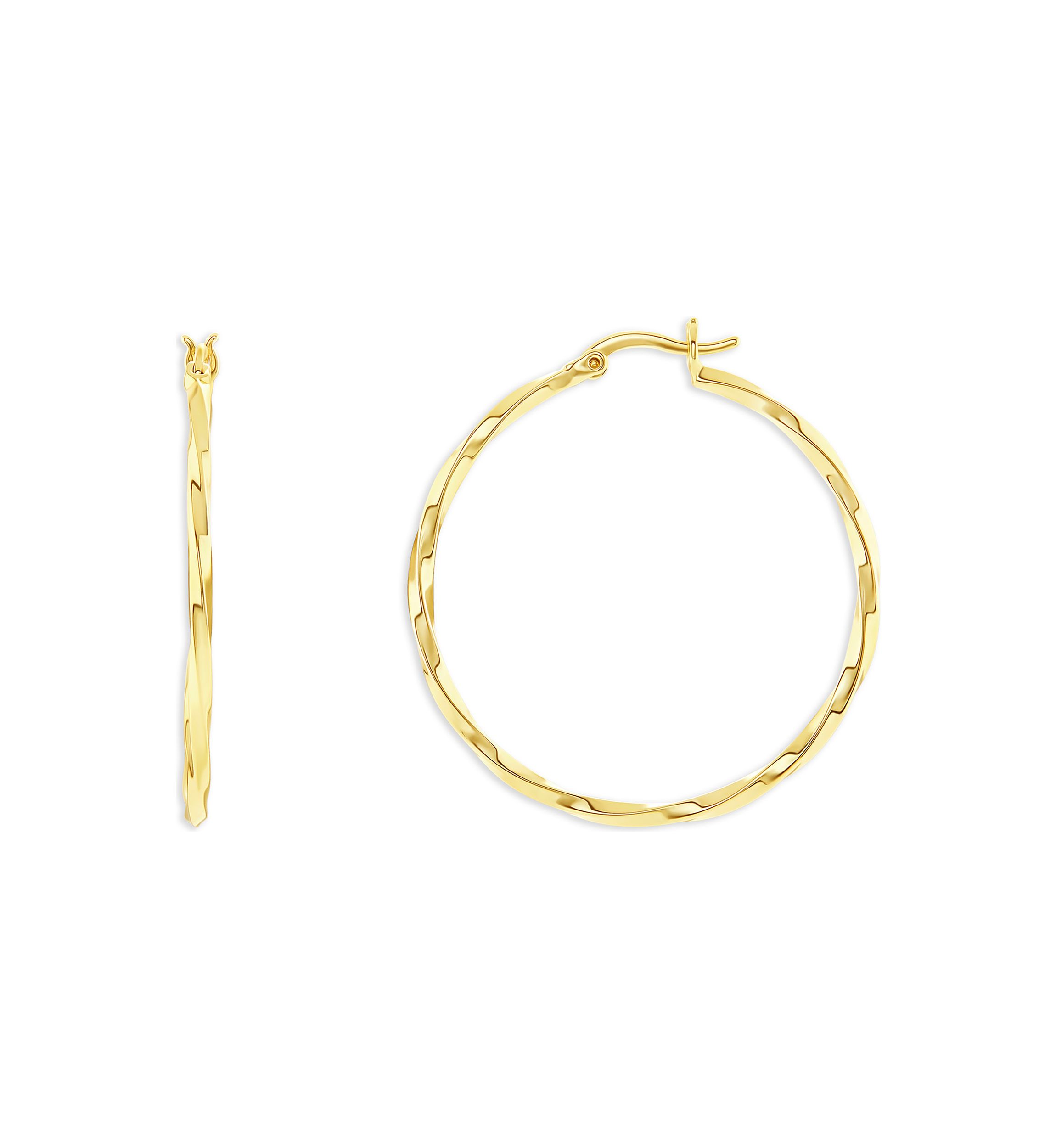 Plated 60 Millimeter Polished Twisted Hoop Earrings