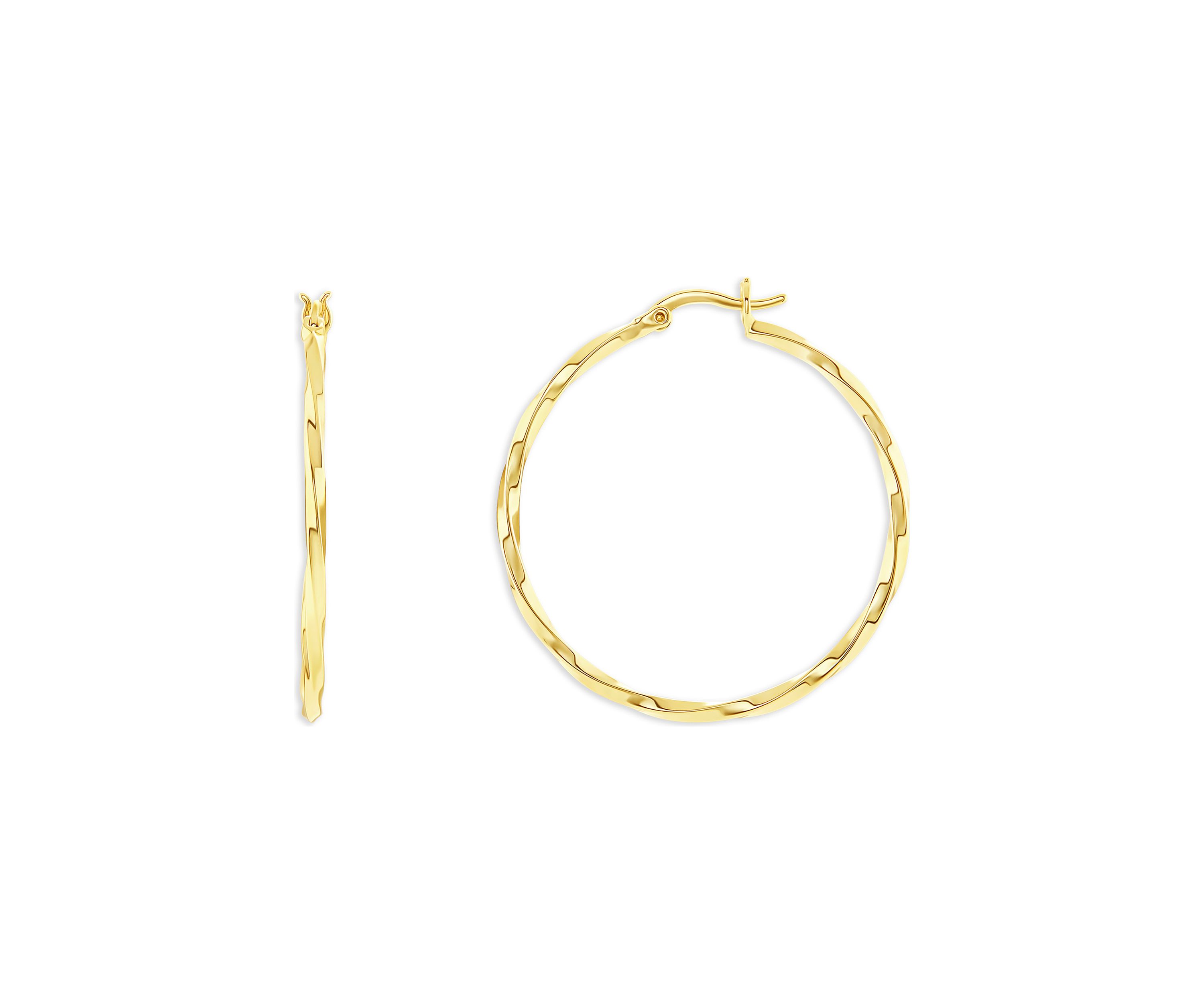 Plated 60 Millimeter Polished Twisted Hoop Earrings