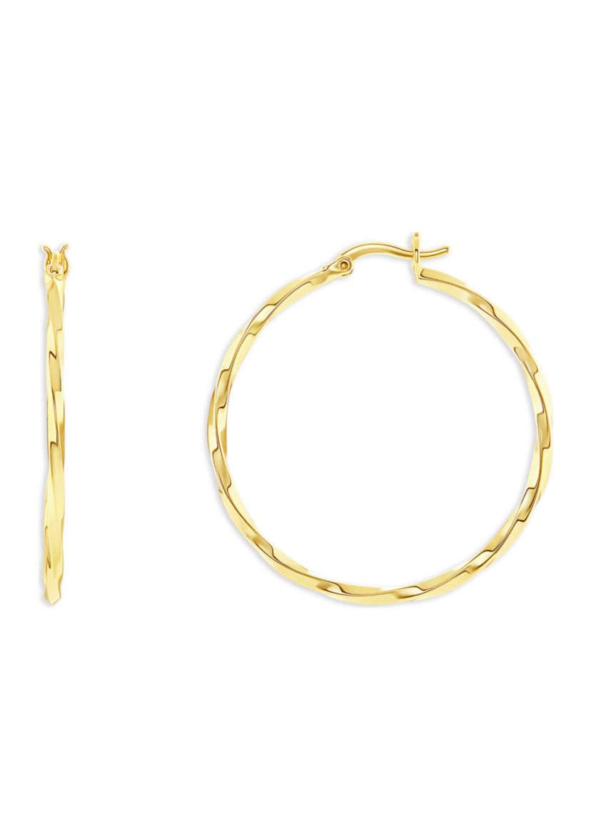 Plated 60 Millimeter Polished Twisted Hoop Earrings