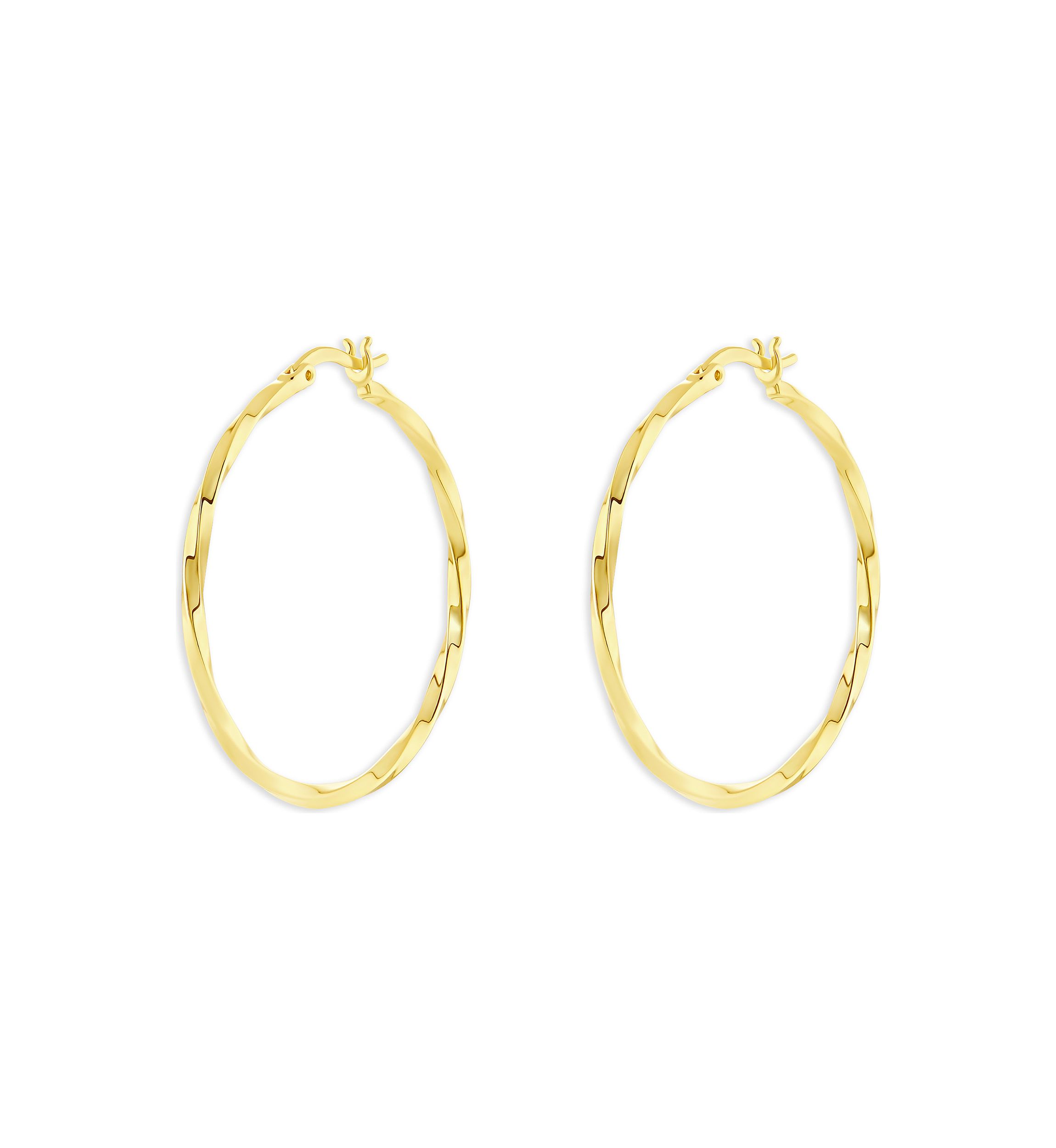 Plated 60 Millimeter Polished Twisted Hoop Earrings