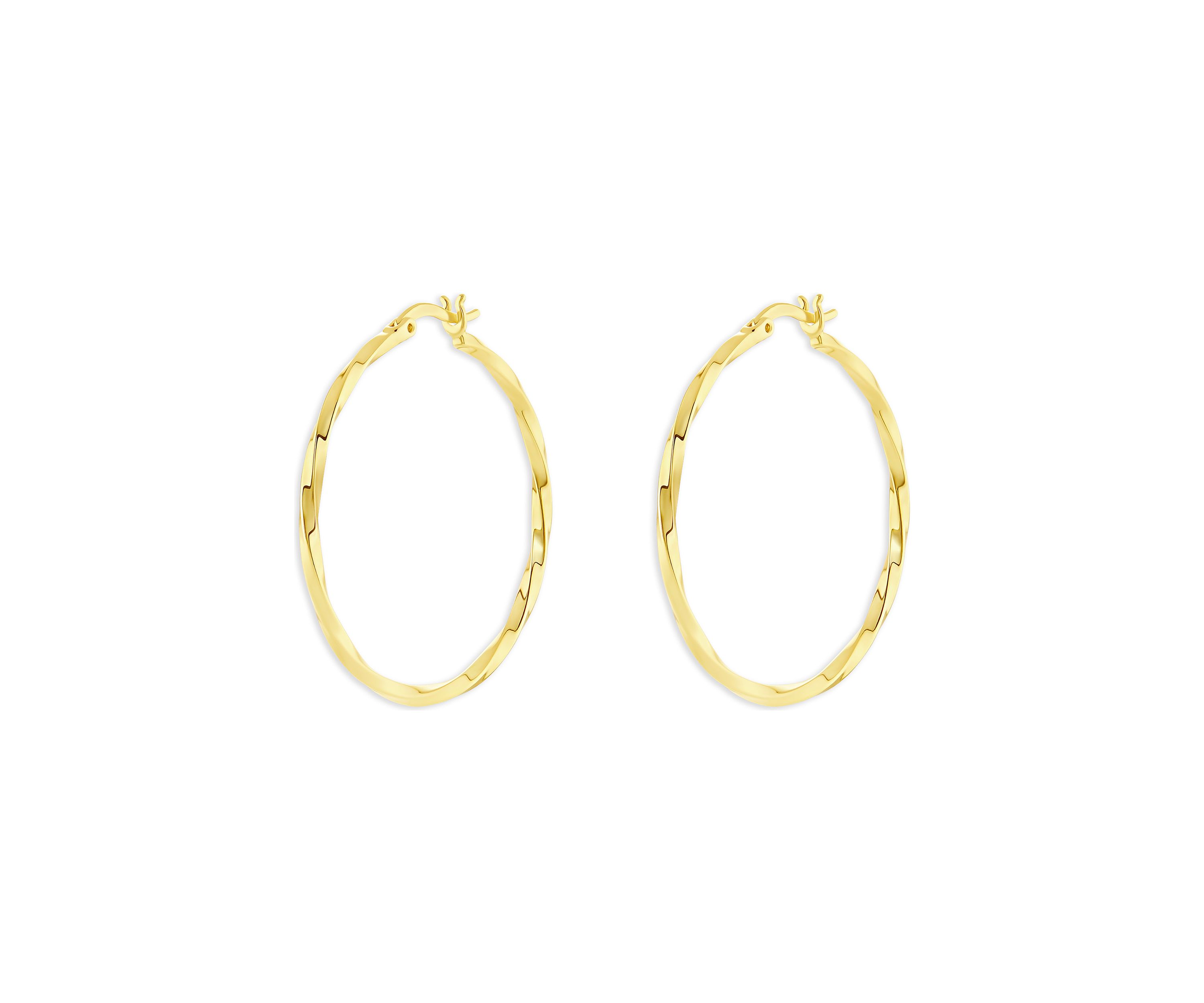 Plated 60 Millimeter Polished Twisted Hoop Earrings