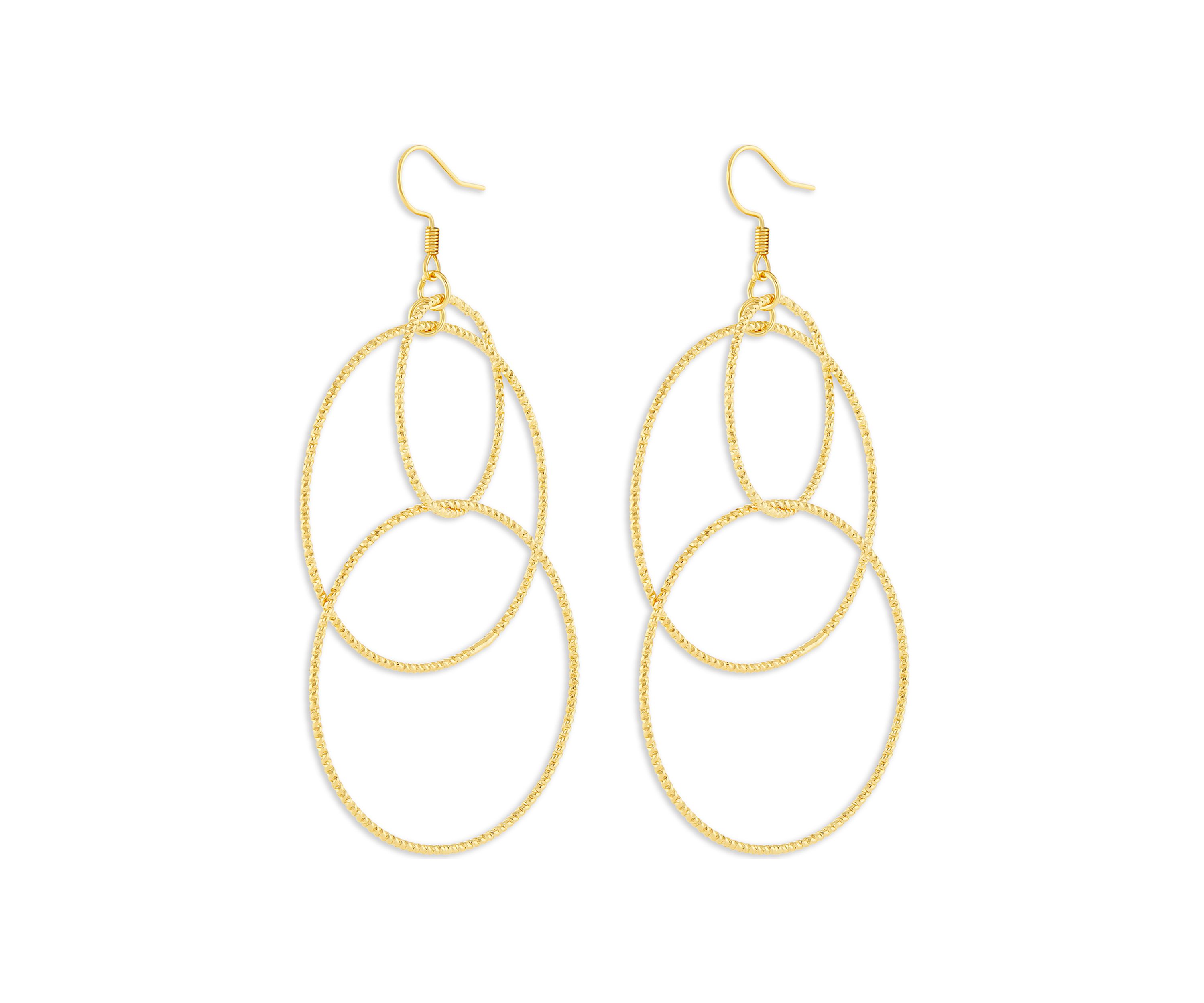 Plated Textured Multi Circle Drop Earrings
