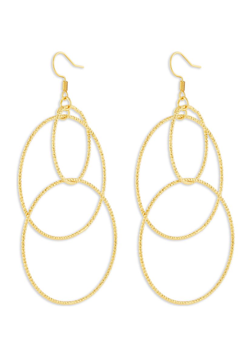 Plated Textured Multi Circle Drop Earrings