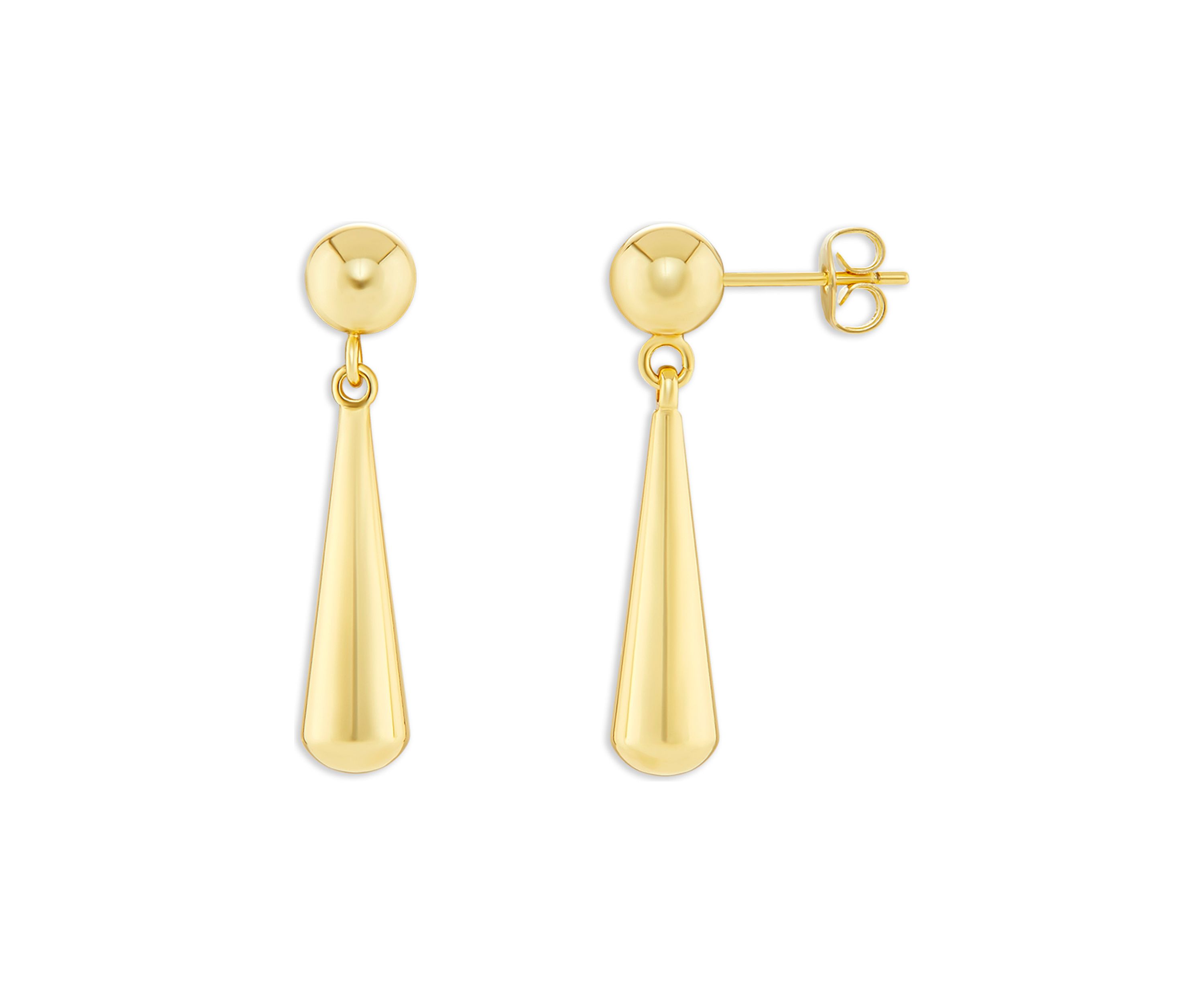 Plated Polished Ball Teardrop Earrings