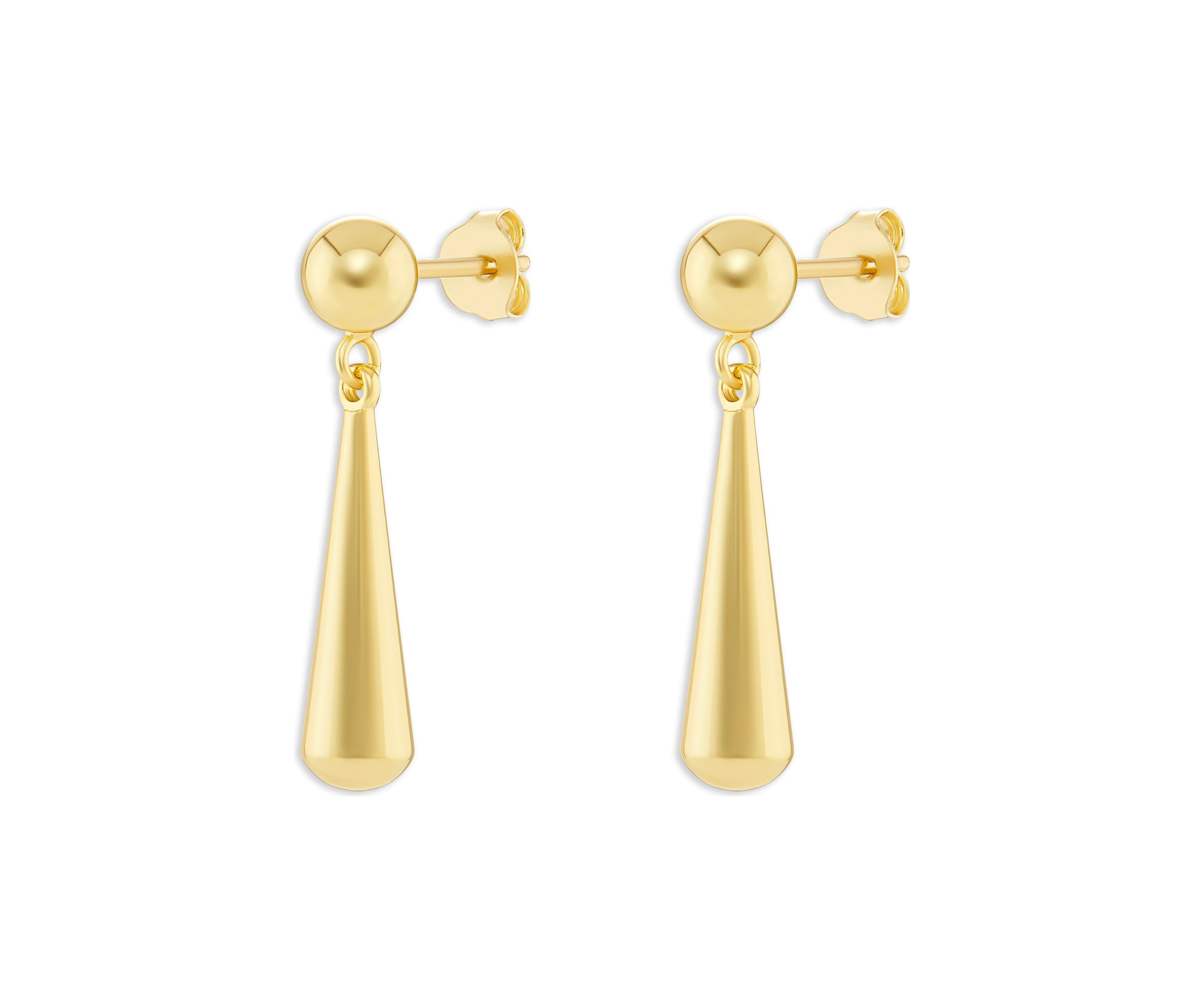 Plated Polished Ball Teardrop Earrings