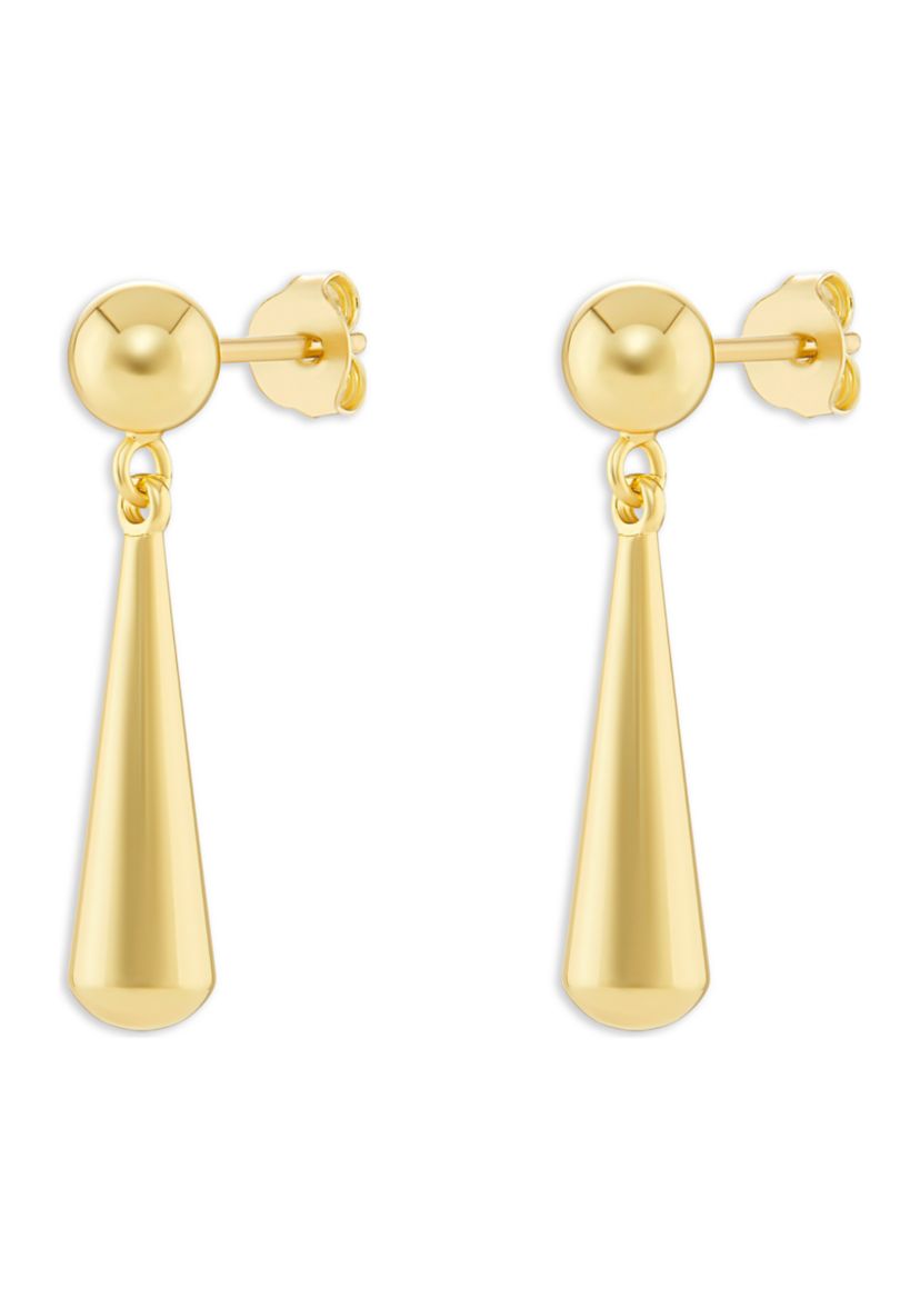 Plated Polished Ball Teardrop Earrings