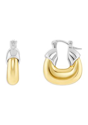 Belk Silverworks Two Tone Chunky Hoop Earrings