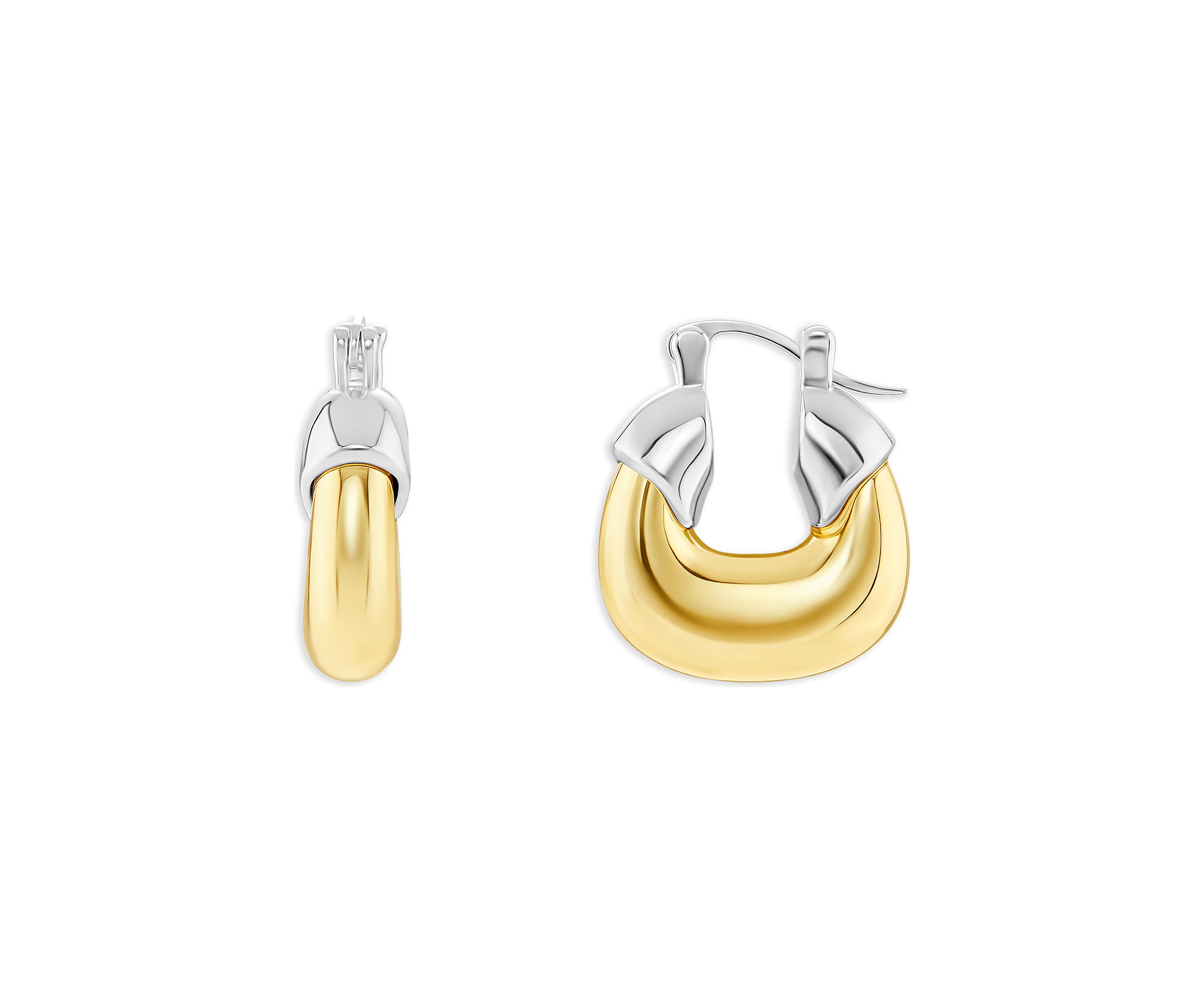 Two Tone Chunky Hoop Earrings