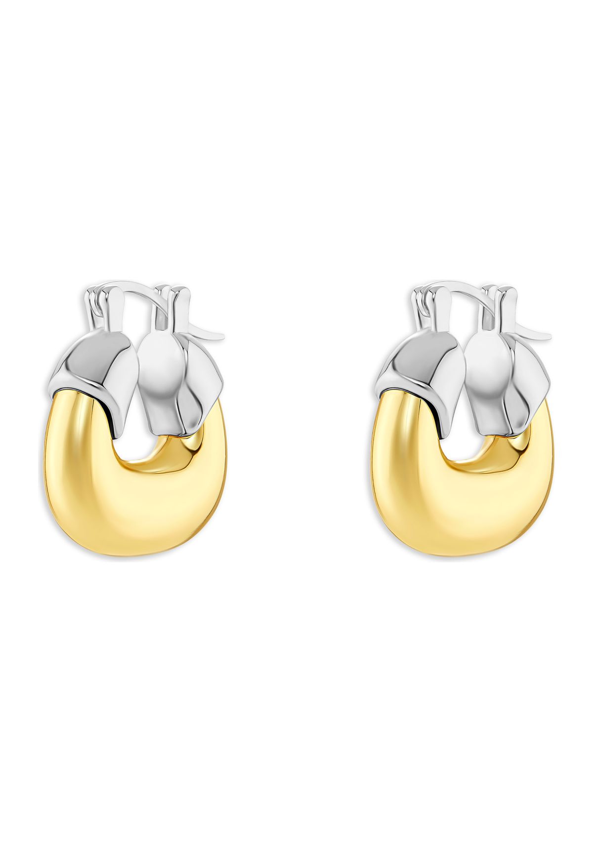 Two Tone Chunky Hoop Earrings
