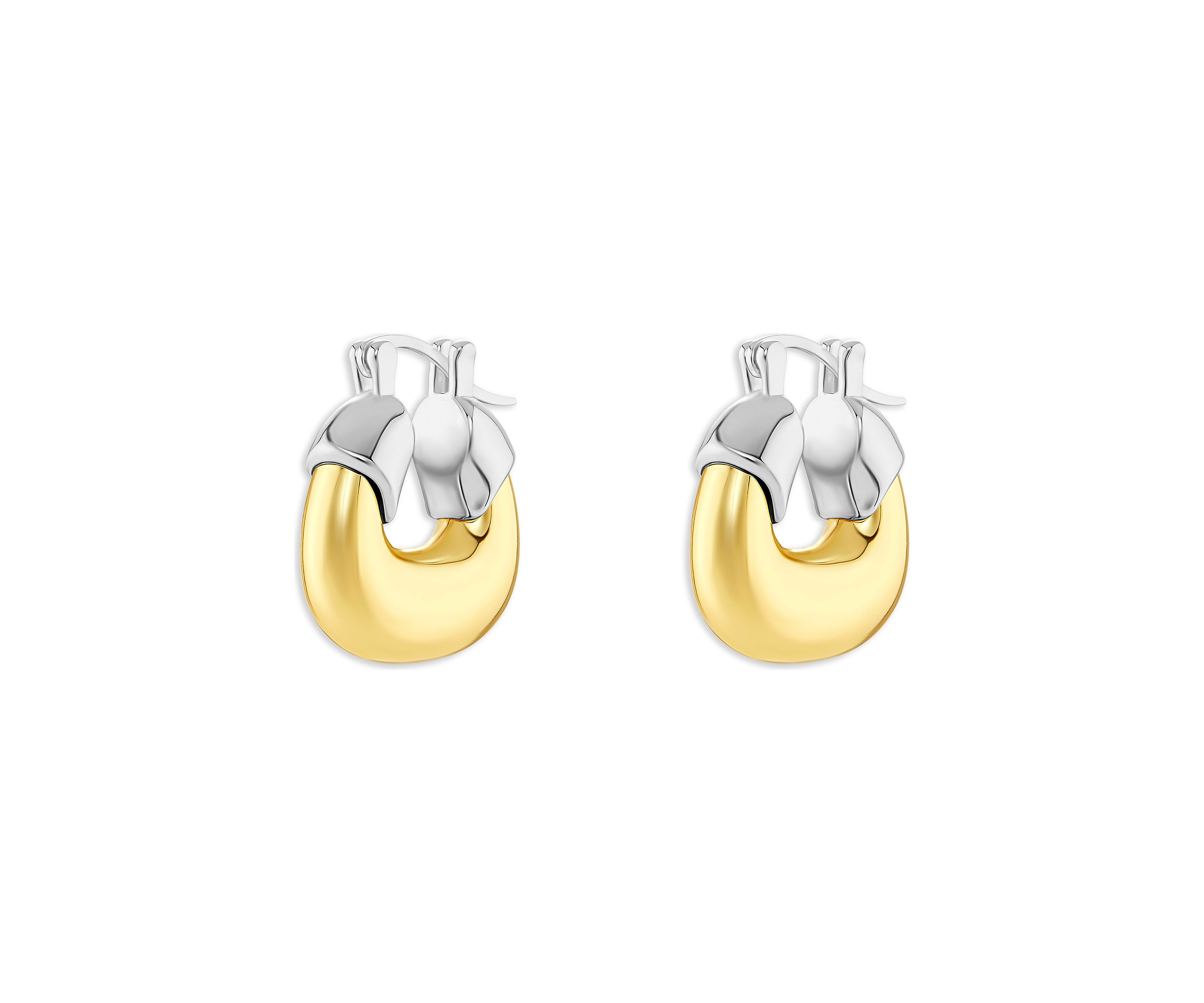 Two Tone Chunky Hoop Earrings
