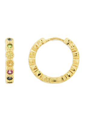 Belk Silverworks Fine Plated Multi Color Cubic Zirconia Huggie Hoop Earrings