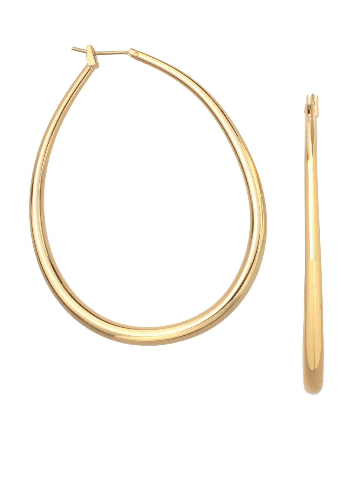 35 Millimeter Gold Plated Oval Graduated Hoop Earrings