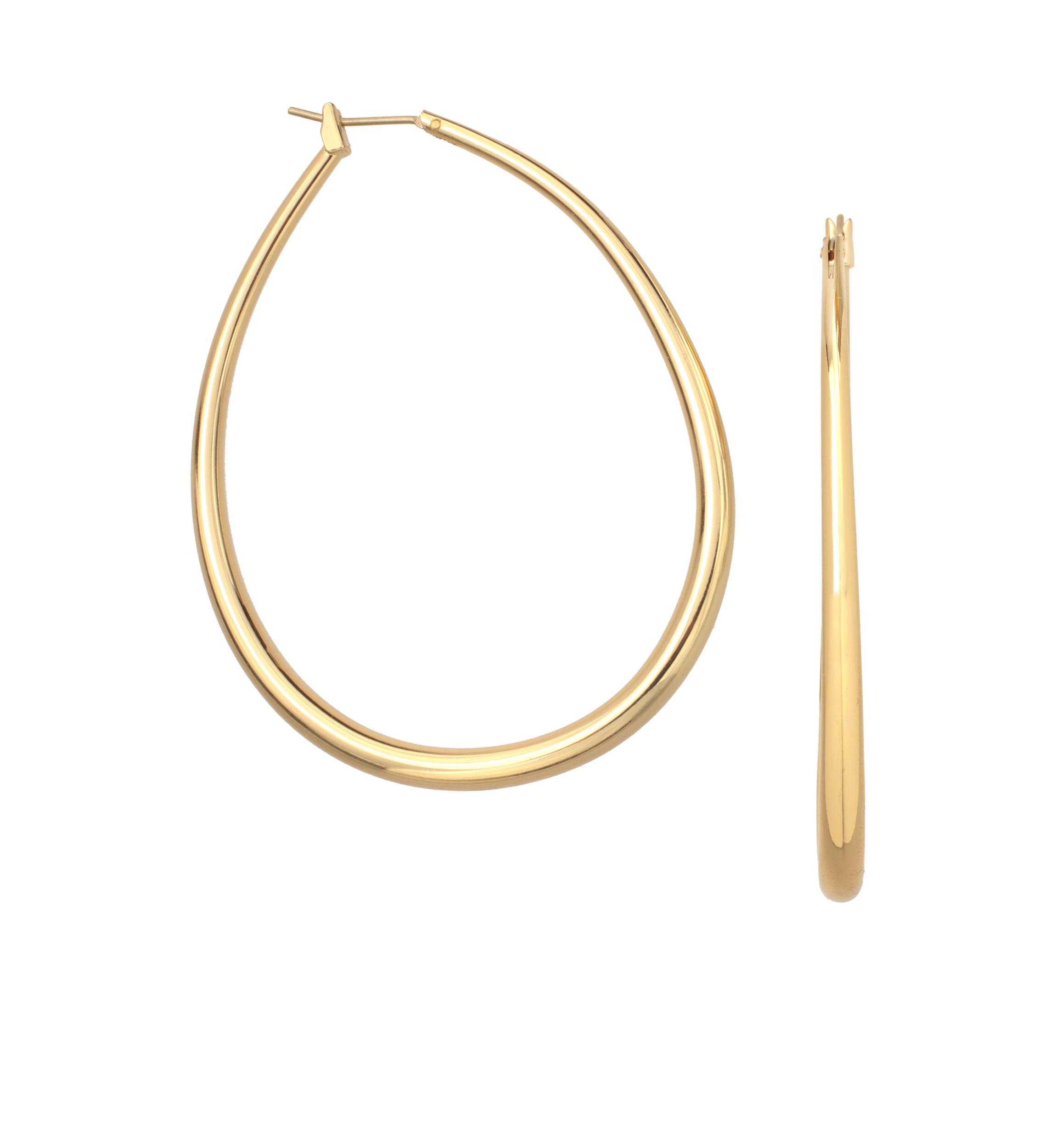 35 Millimeter Gold Plated Oval Graduated Hoop Earrings