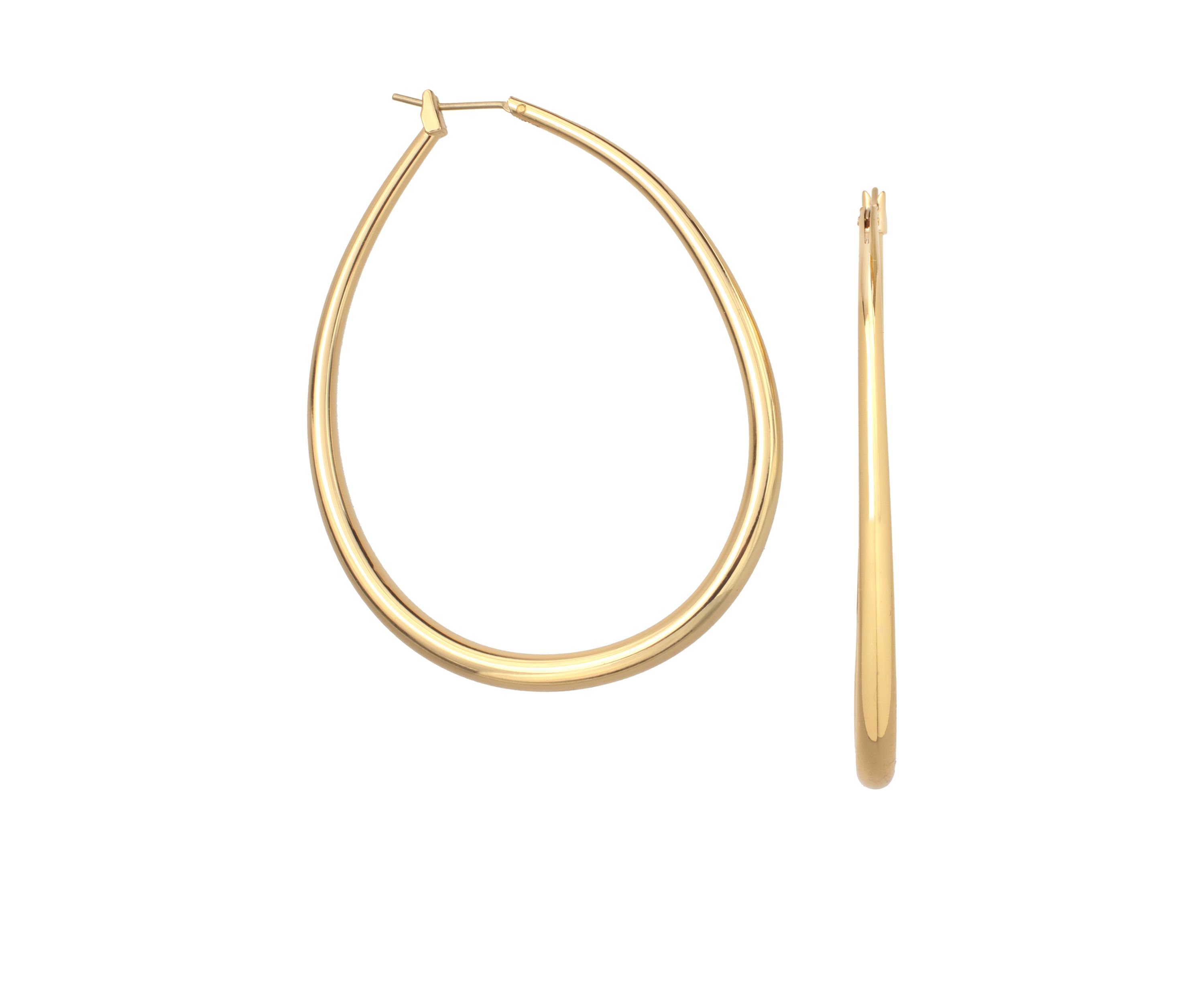 35 Millimeter Gold Plated Oval Graduated Hoop Earrings