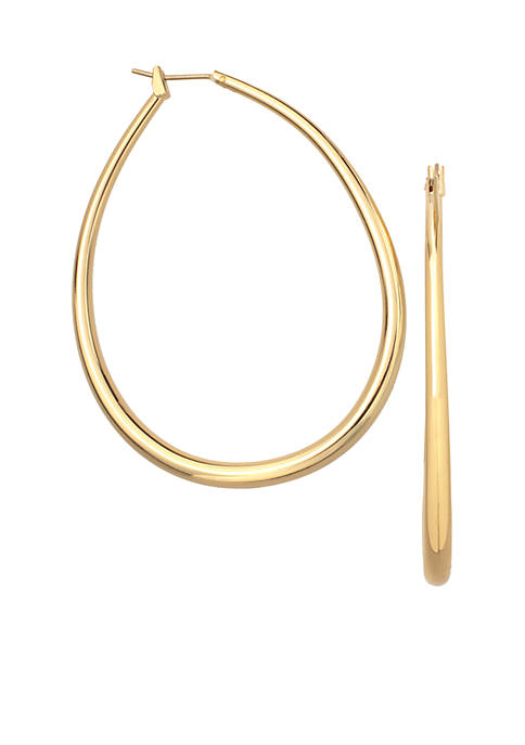24kt Over Fine Silver-Plated 45-mm. Oval Graduated Hoop Earrings