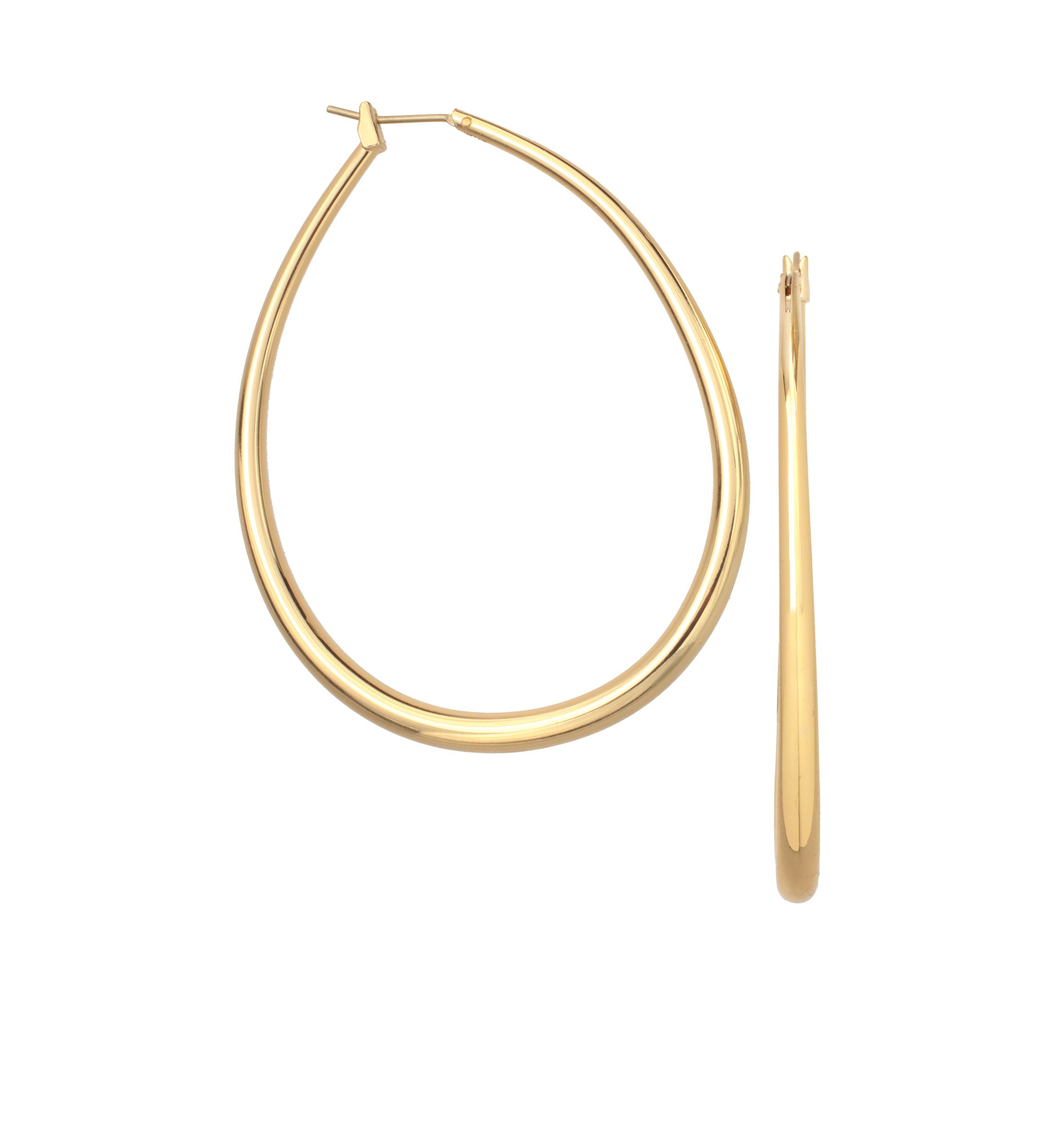 45 Millimeter Gold Plated Oval Graduated Hoop Earrings