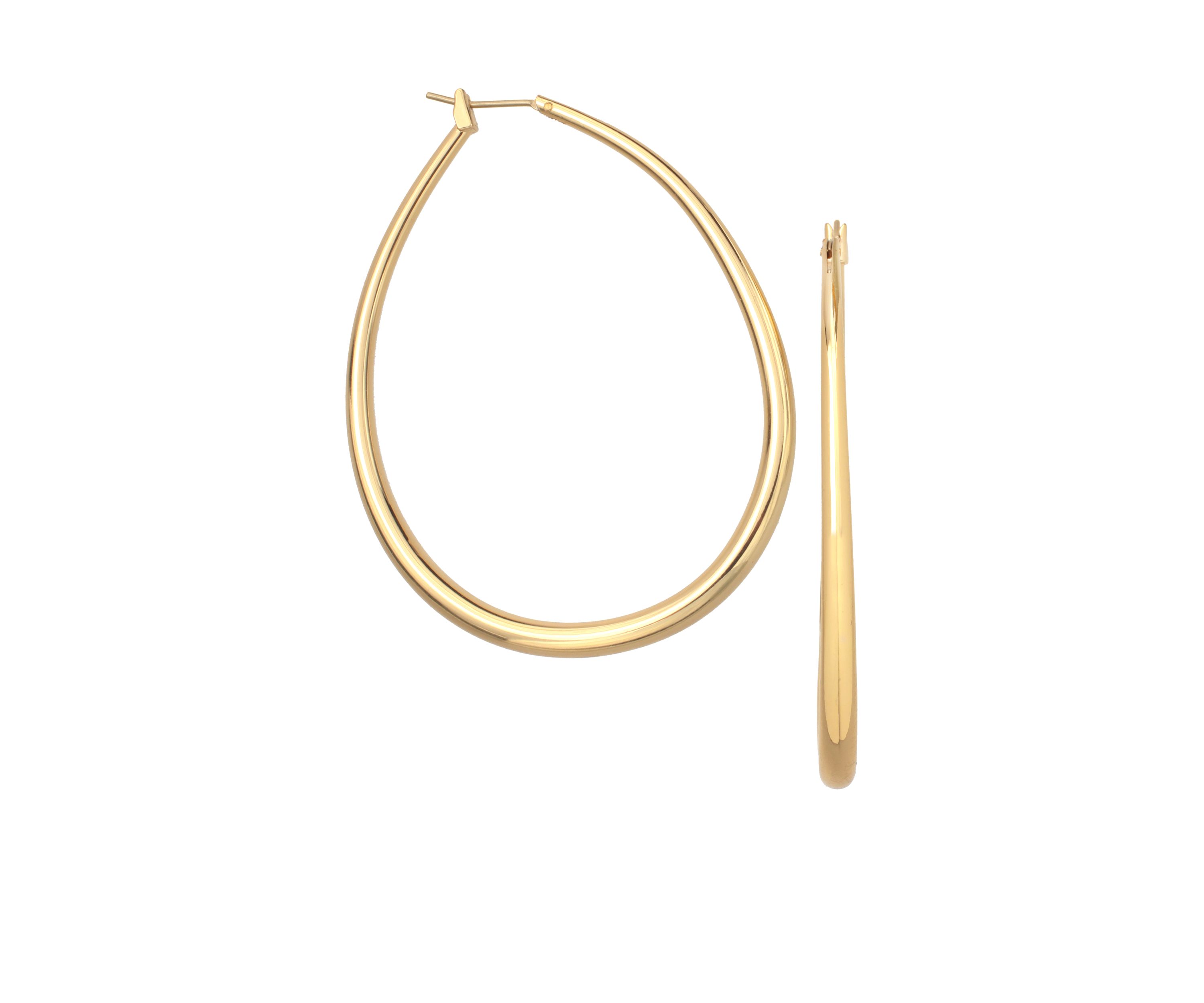 45 Millimeter Gold Plated Oval Graduated Hoop Earrings