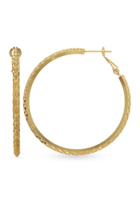 Belk Silverworks 45 Millimeter Gold Plated Hoop Earrings | belk