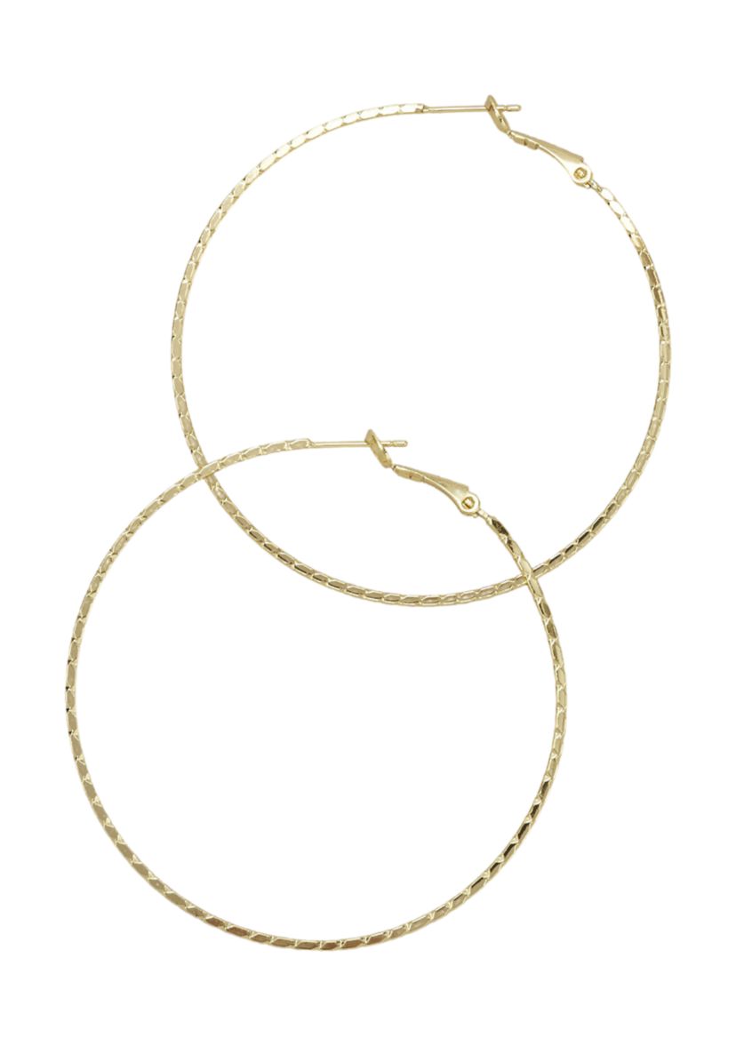Diamond-Cut Gold-Tone Hinge Post Hoop Earrings