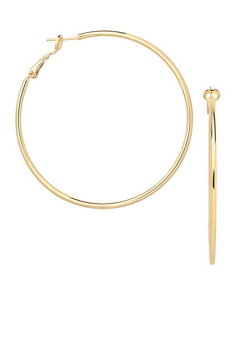 24k Gold Over Fine Silver-Plated 40-mm. Round Hoop Earrings
