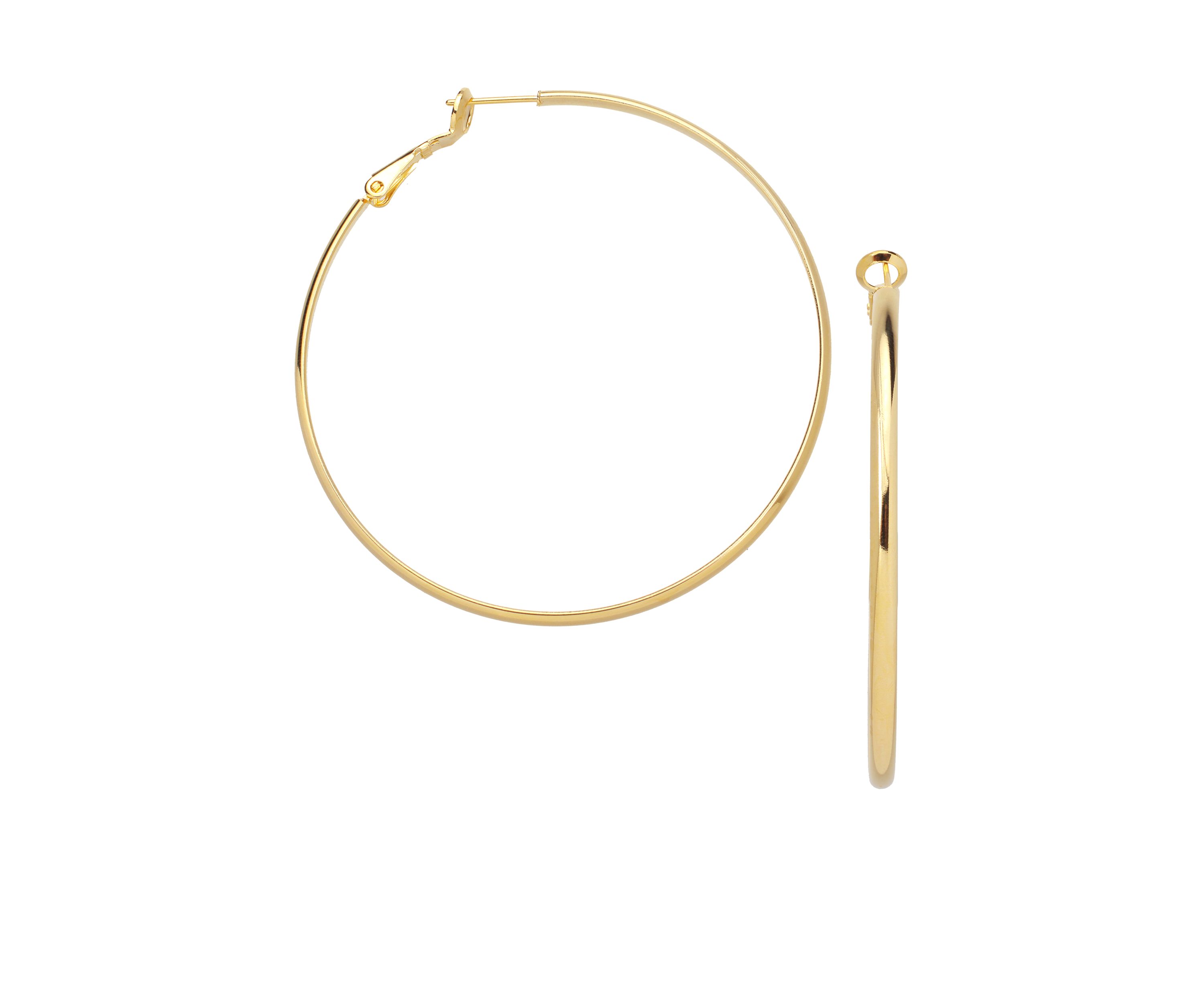 60 Millimeter Gold Plated Round Hoop Earrings