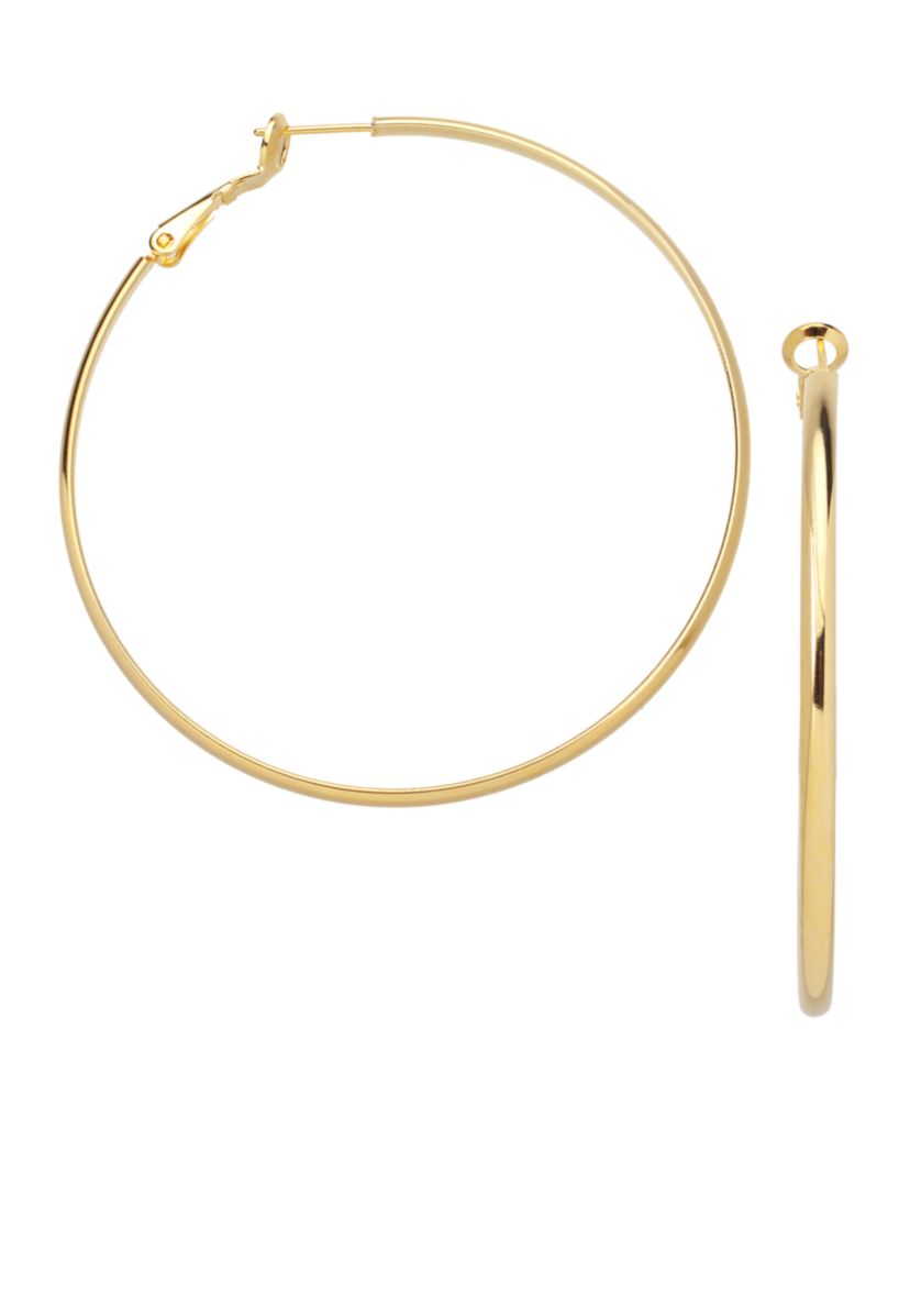 60 Millimeter Gold Plated Round Hoop Earrings