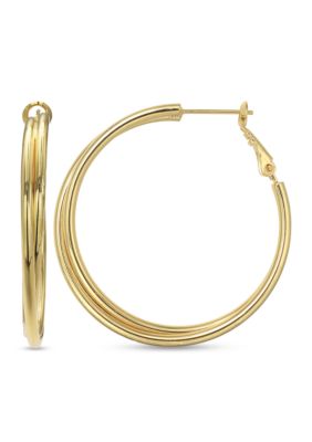 Belk Silverworks 24k Over Fine Silver-Plated 30-mm. Hoop Earrings, Gold