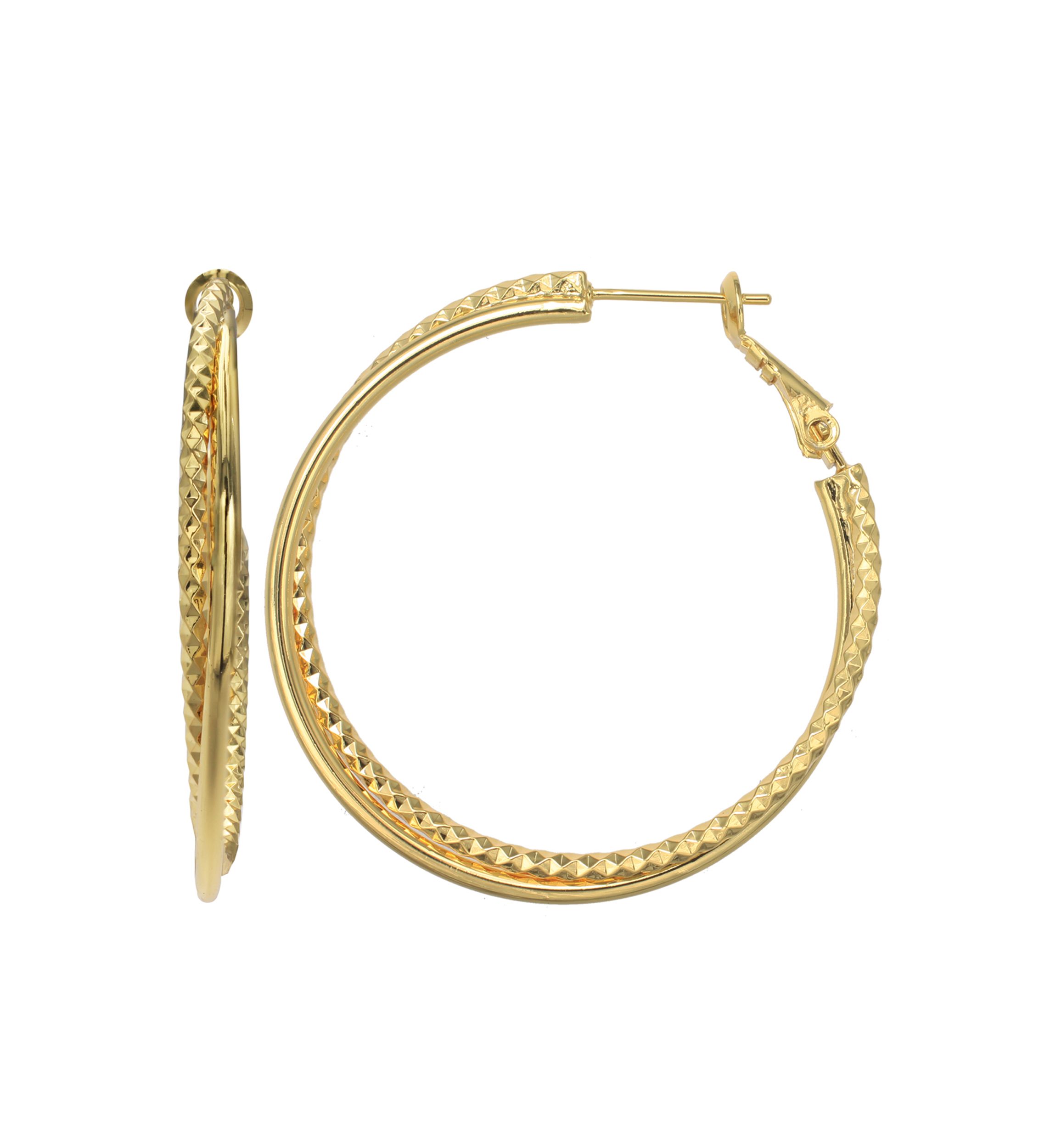 Gold Plated Double Hoop Earrings