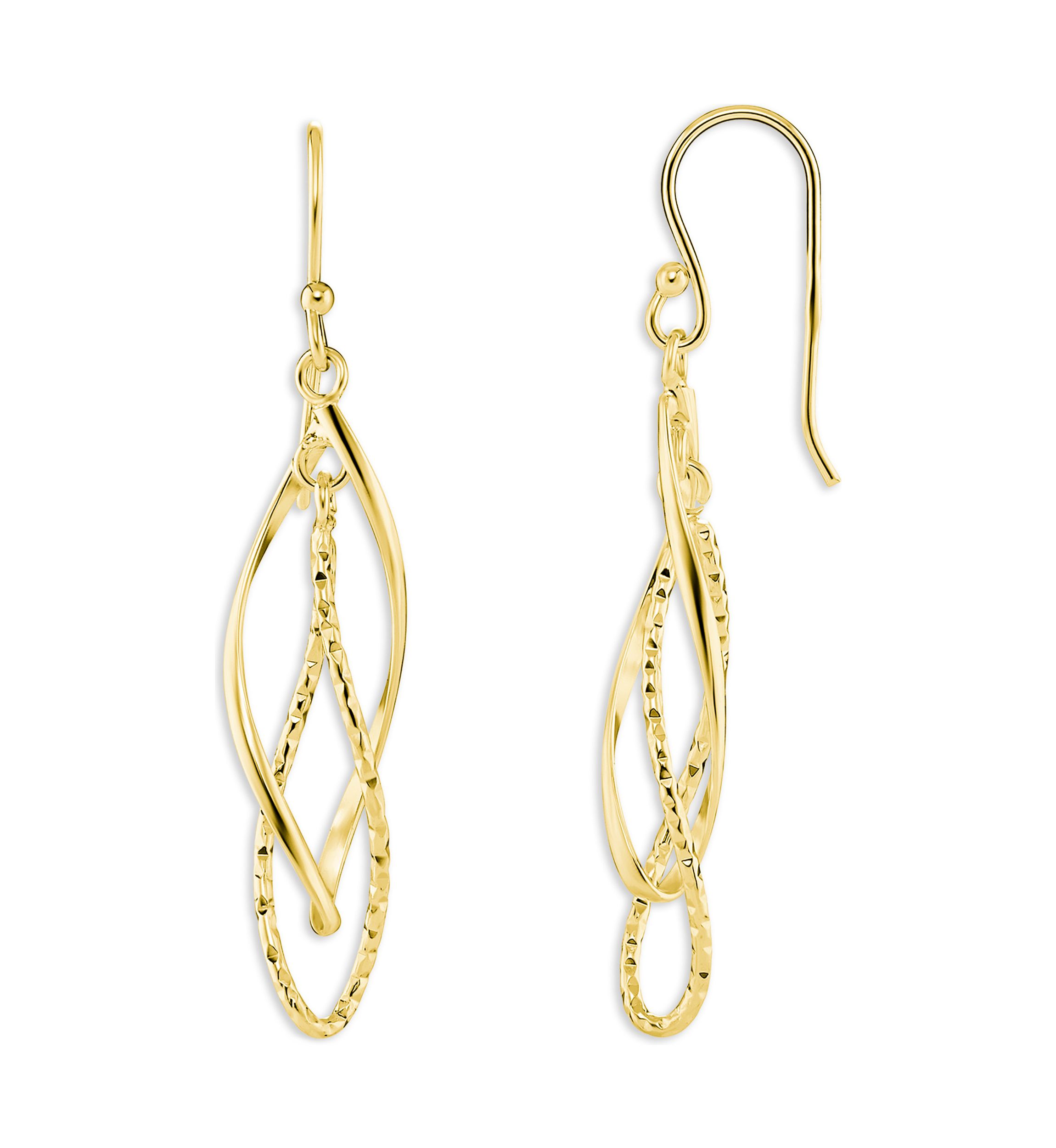 Plated Diamond Cut Double Drop Earrings