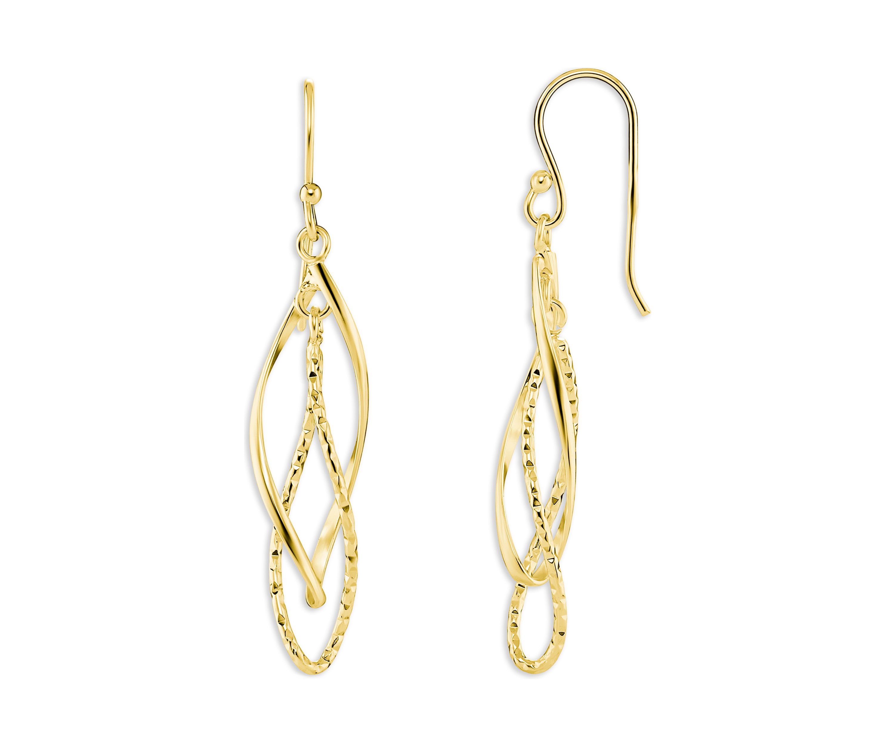 Plated Diamond Cut Double Drop Earrings