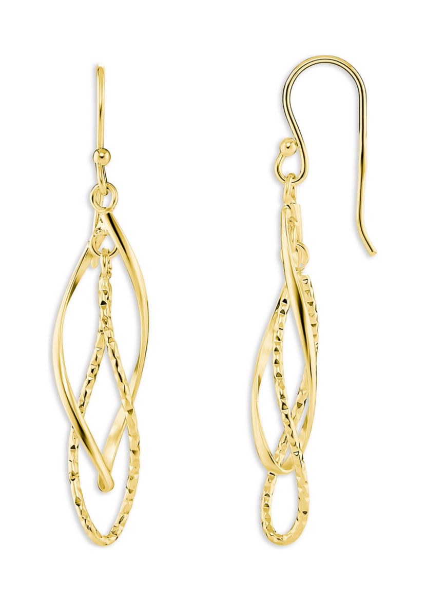 Plated Diamond Cut Double Drop Earrings