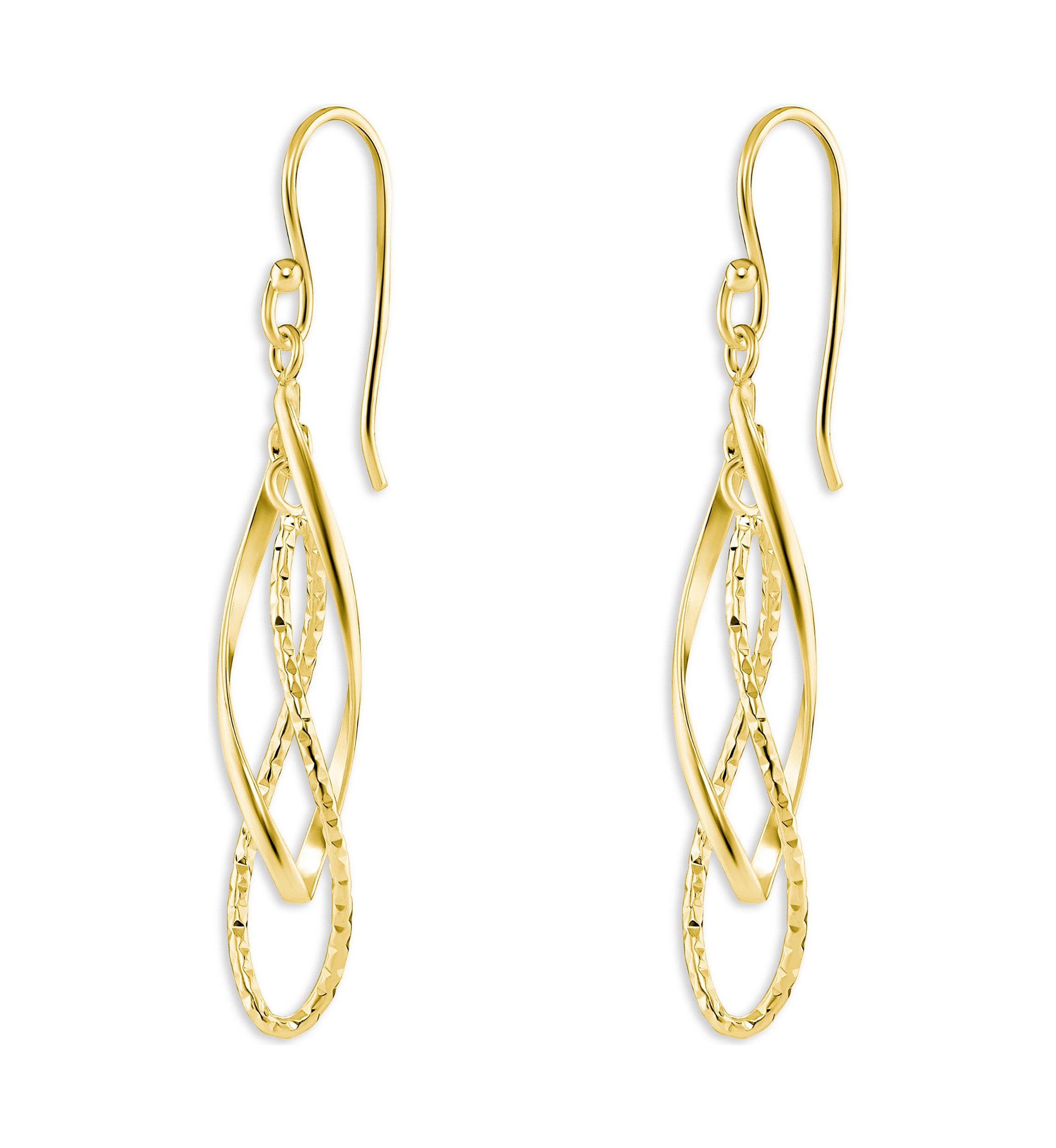 Plated Diamond Cut Double Drop Earrings