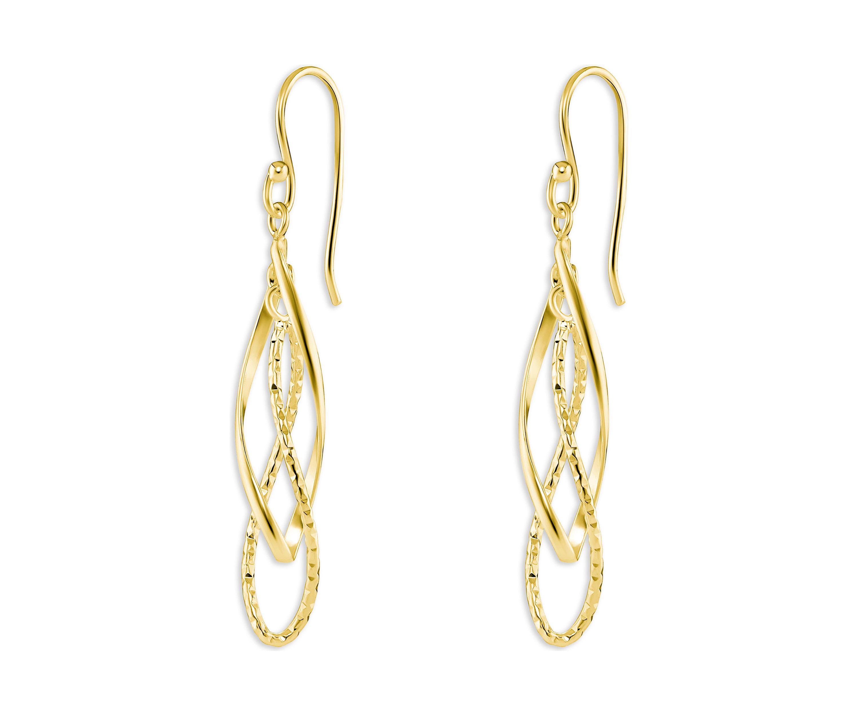 Plated Diamond Cut Double Drop Earrings