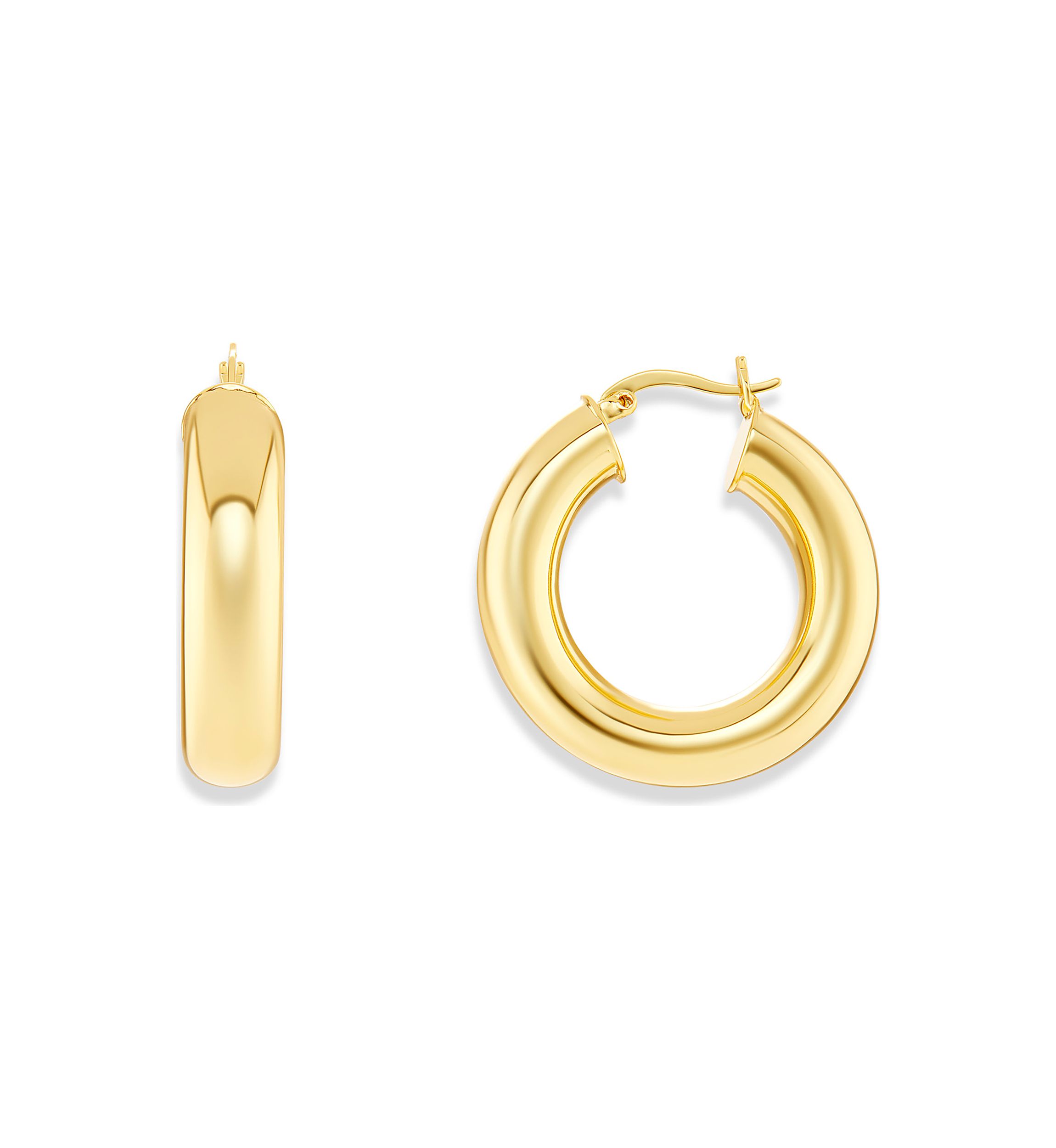 Gold Tone Tube Hoop Earrings