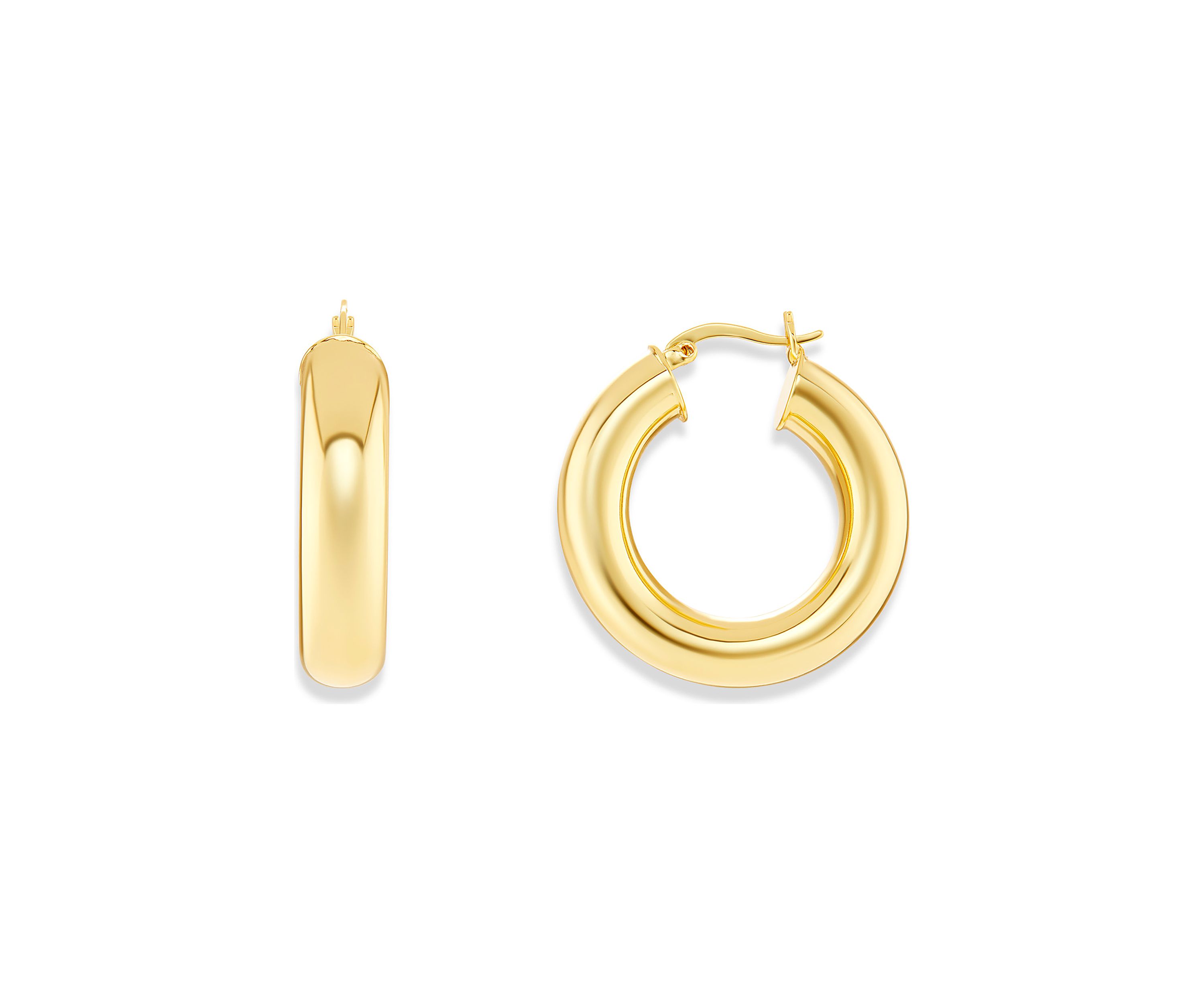 Gold Tone Tube Hoop Earrings