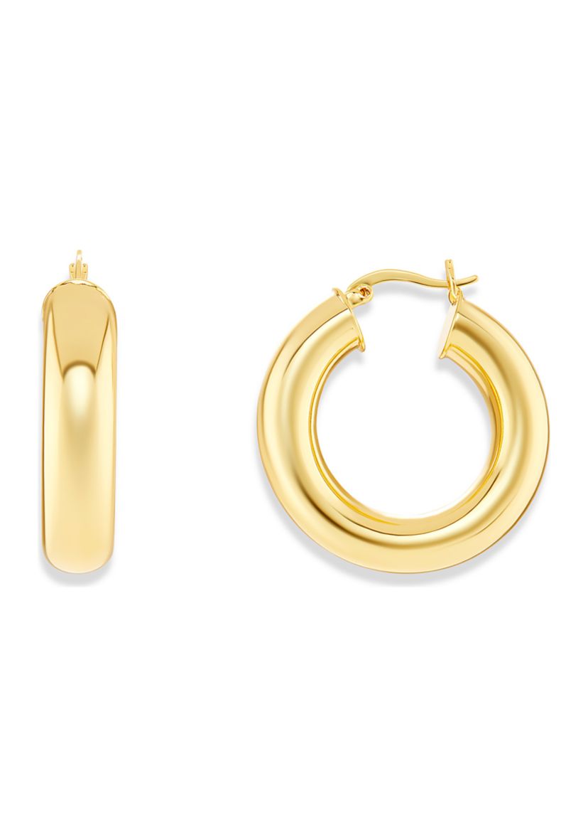 Gold Tone Tube Hoop Earrings