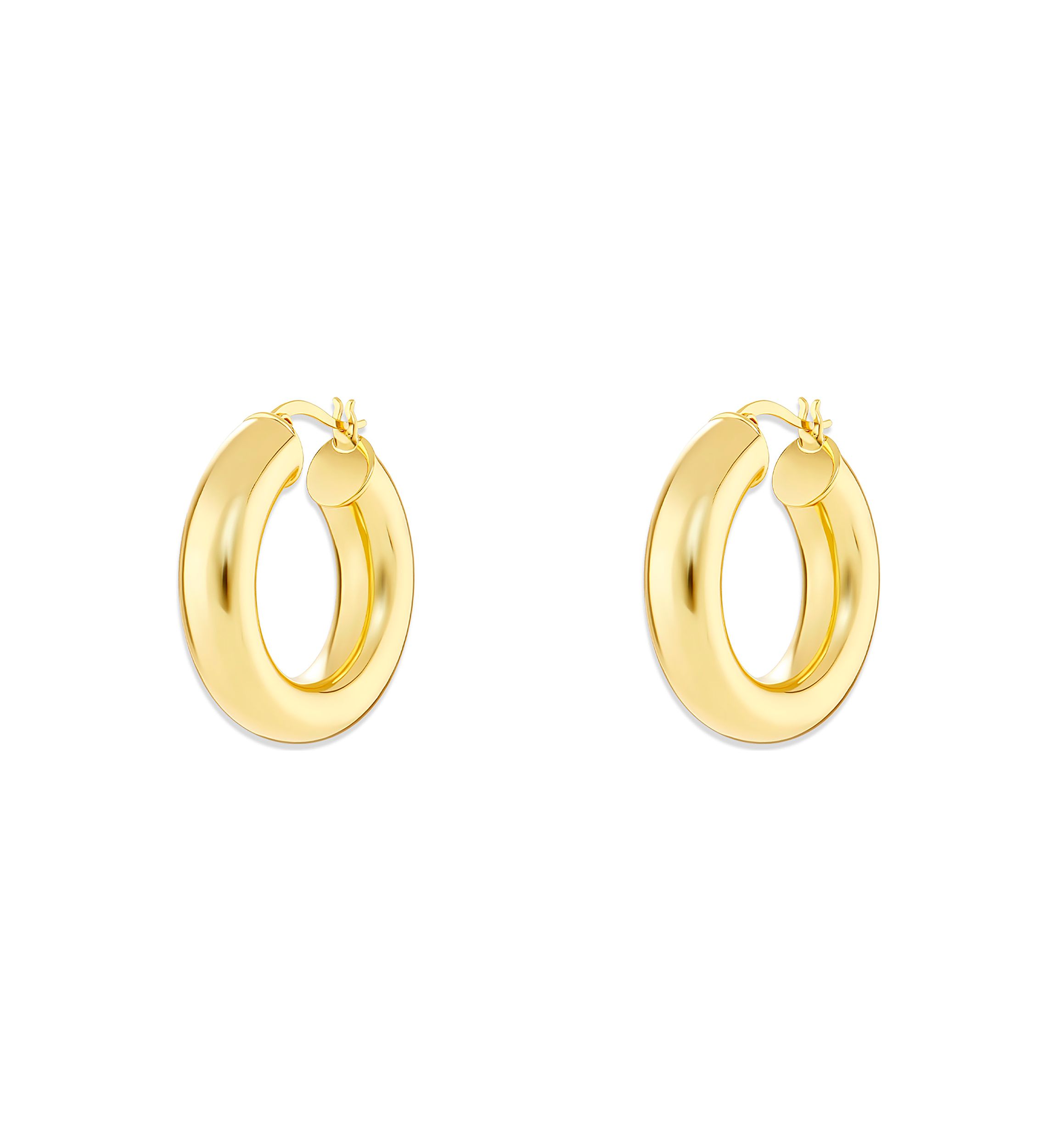 Gold Tone Tube Hoop Earrings