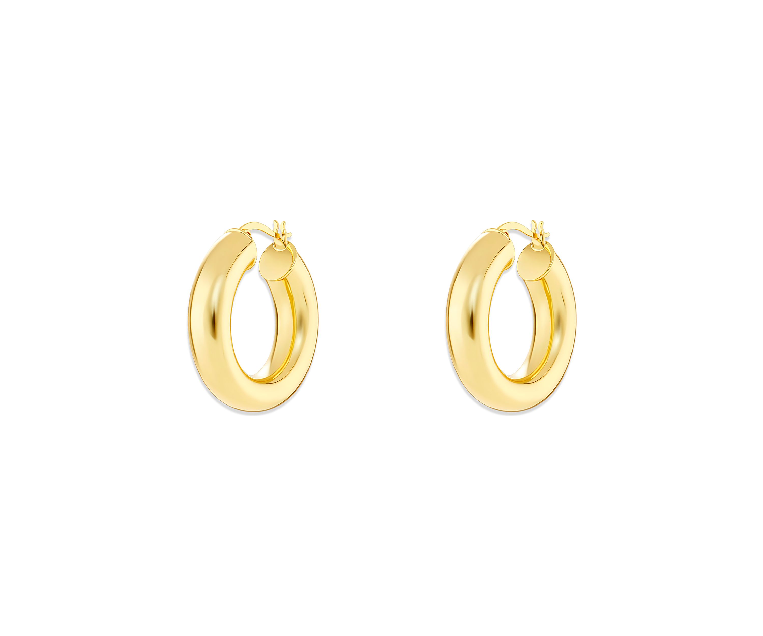 Gold Tone Tube Hoop Earrings