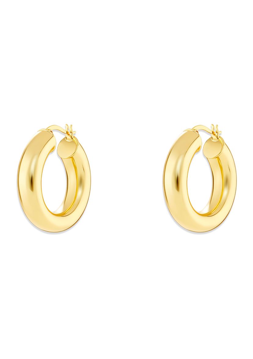 Gold Tone Tube Hoop Earrings
