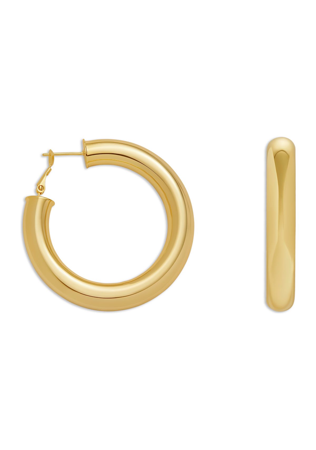Gold Over Silver Plated 50 Millimeter Polished Round Hoop Earrings