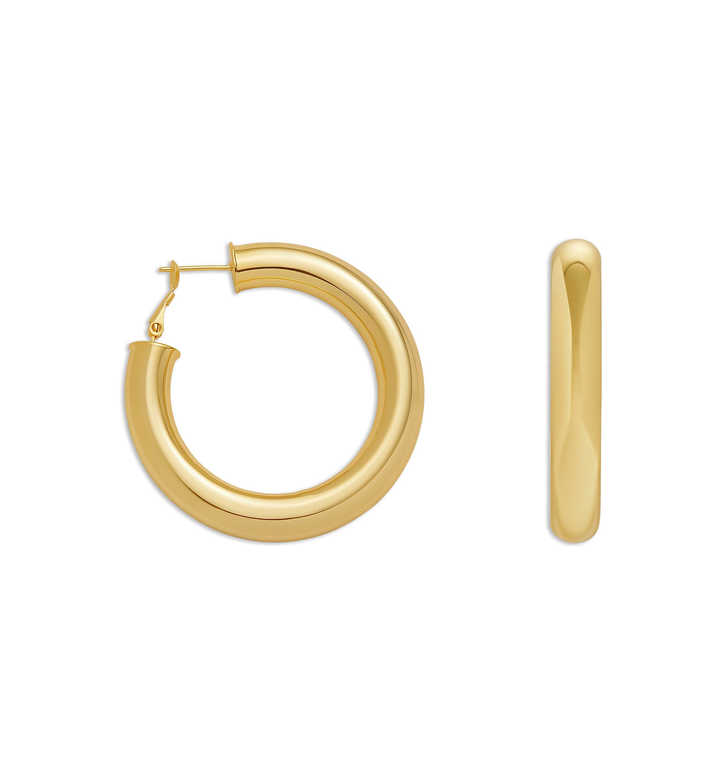 Gold Over Silver Plated 50 Millimeter Polished Round Hoop Earrings