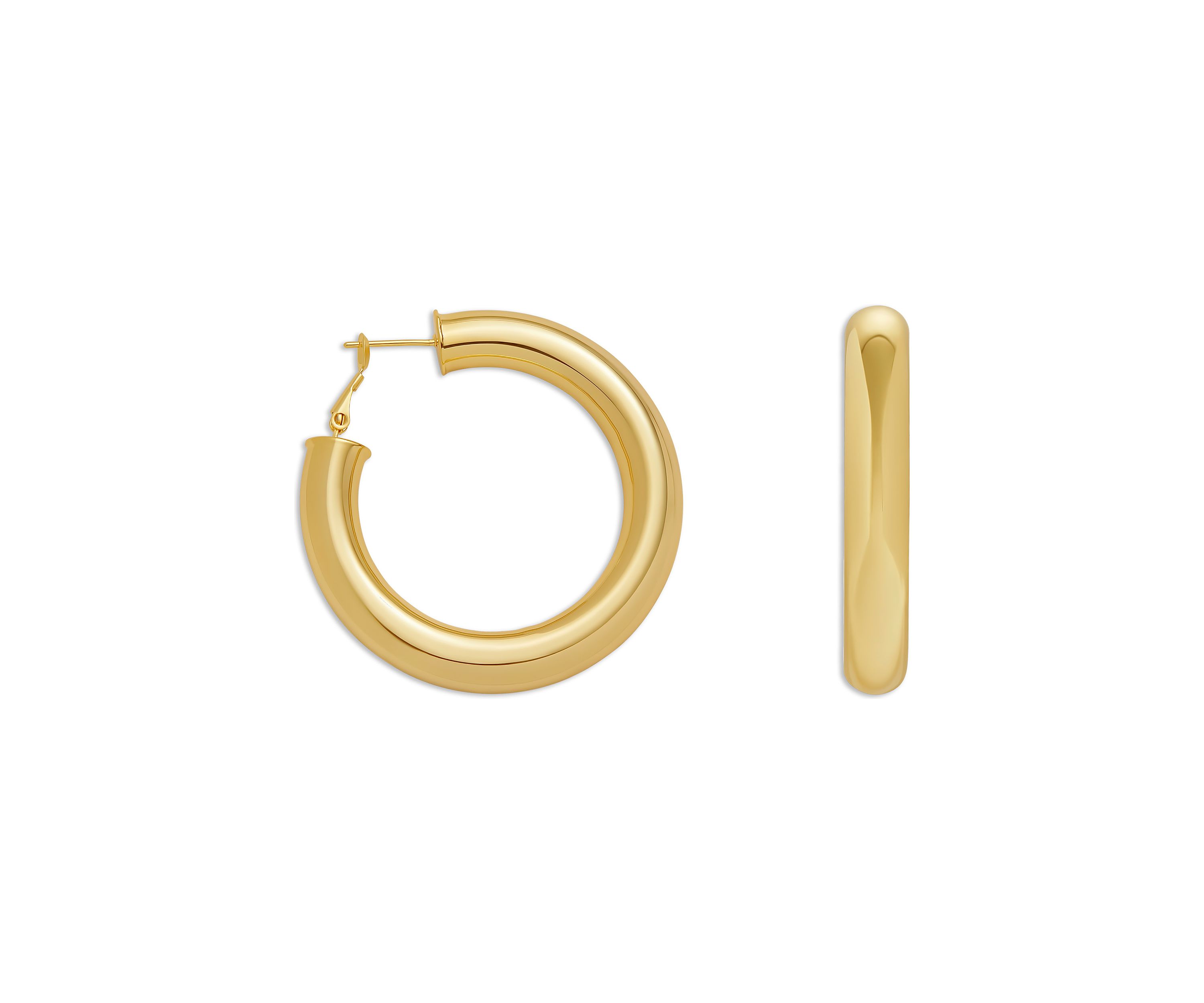 Gold Over Silver Plated 50 Millimeter Polished Round Hoop Earrings